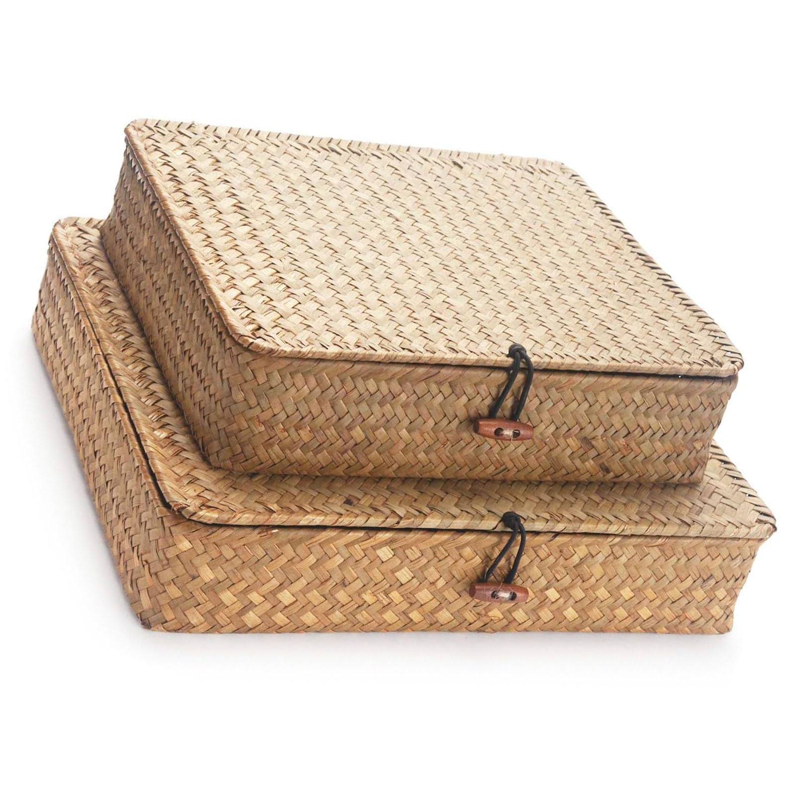 Kalttoy 2 Pcs Natural Willow Bins With Covers Ideal For And Books Storage User Friendly Organizers