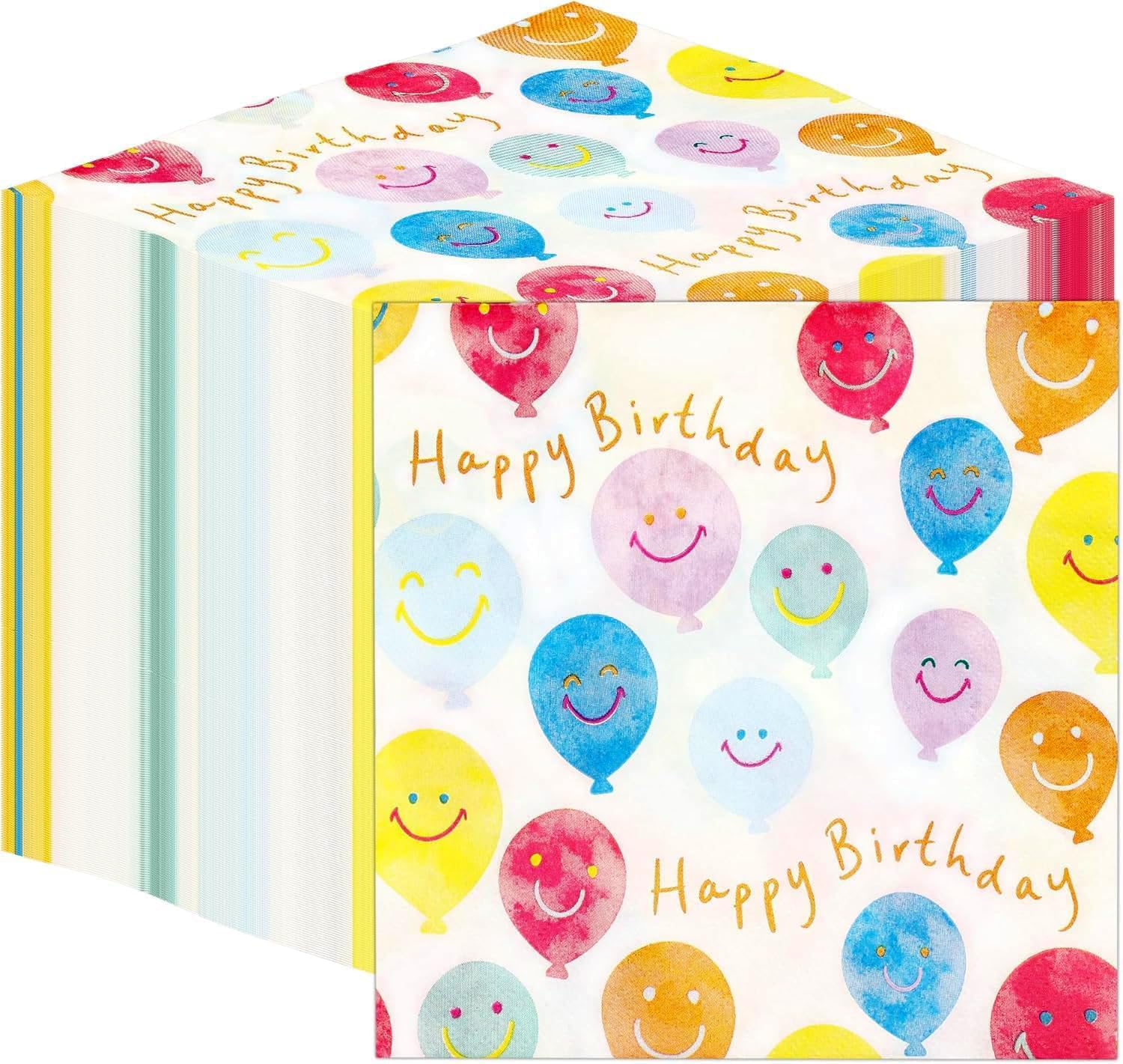 Lot de 100 Serviettes en Papier Happy Birthday Smiley - Talking Tables
