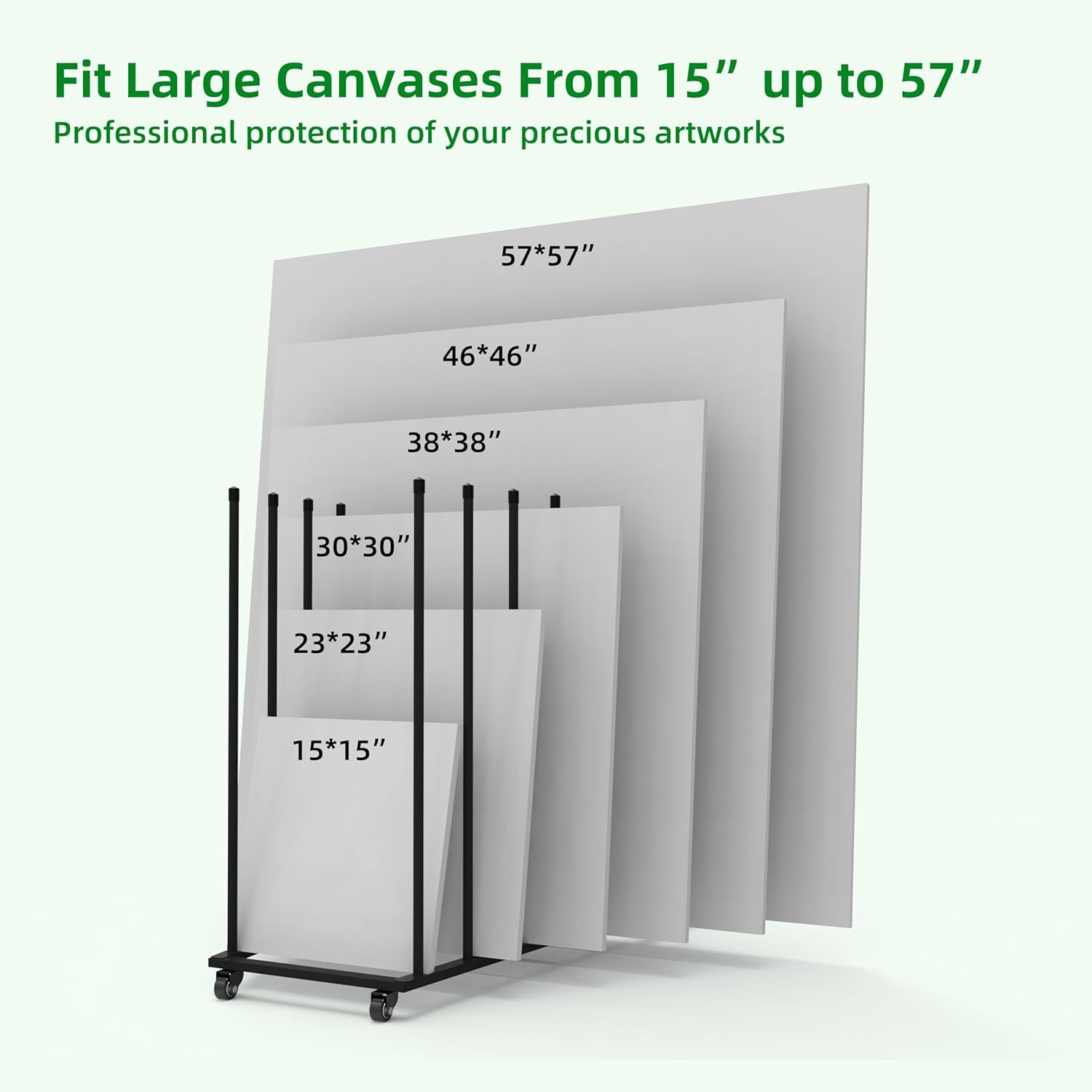 Art Storage Rack, Art Canvas Storage, Canvas Boards Rack Art Storage with Handle & Caster Wheels for Drawing Board, Panel, Paper Pad for Art Studios, Artworks, Gallery, Black