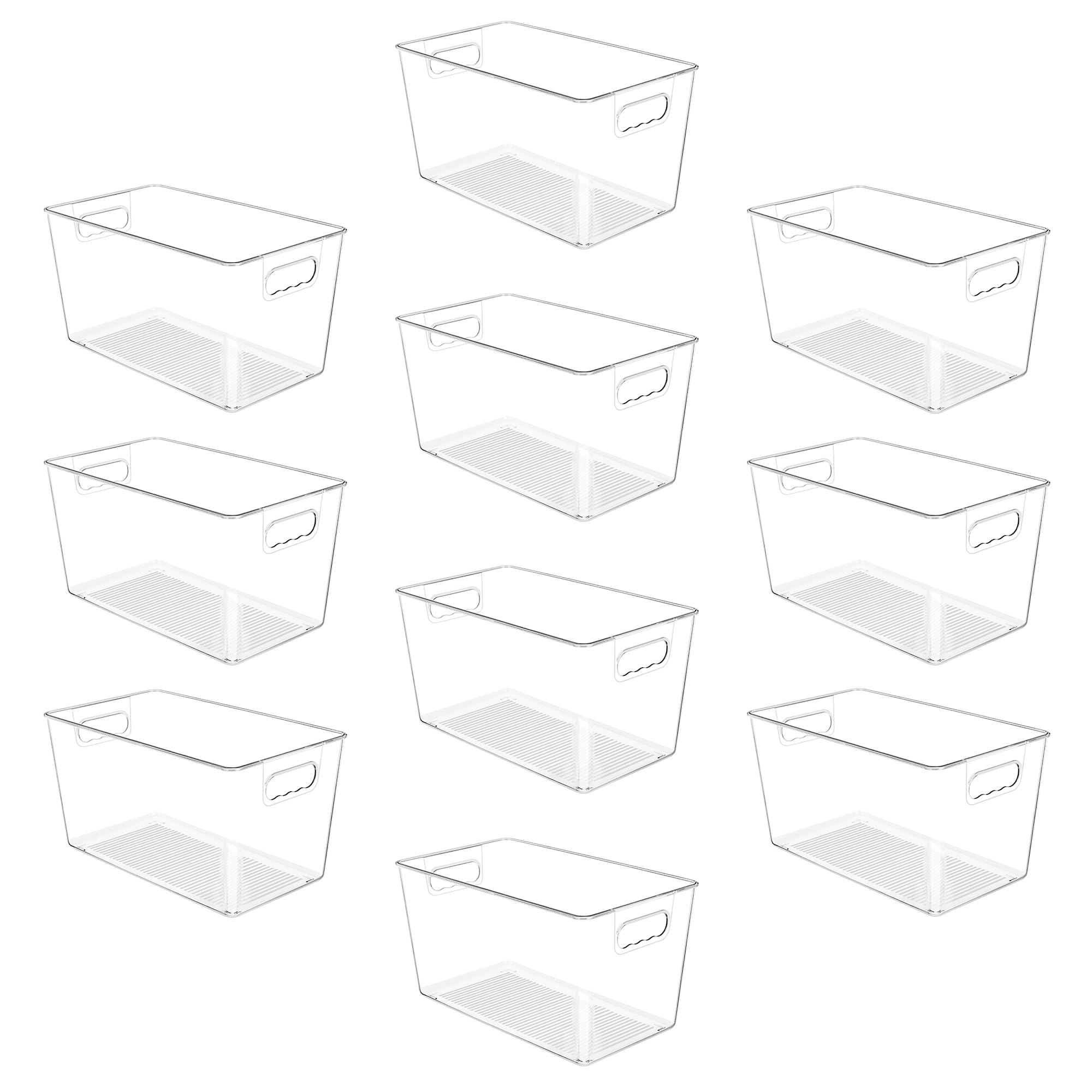 YIHONG 10 Pack Clear Storage Bins, Pantry Organizer Bins with Handle, XL