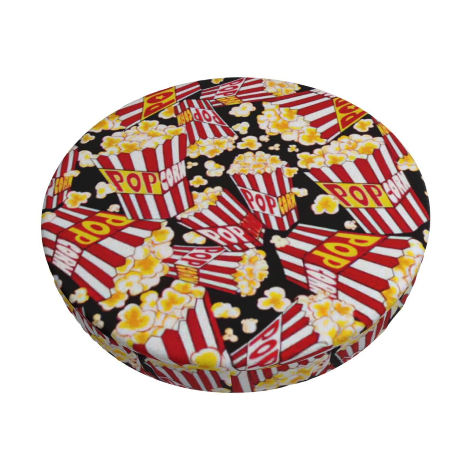 ACVnbm Popcorn Print Print Round Bar Chair Cushion Cover, Elastic Chair Protector For Kitchen Bar Dining