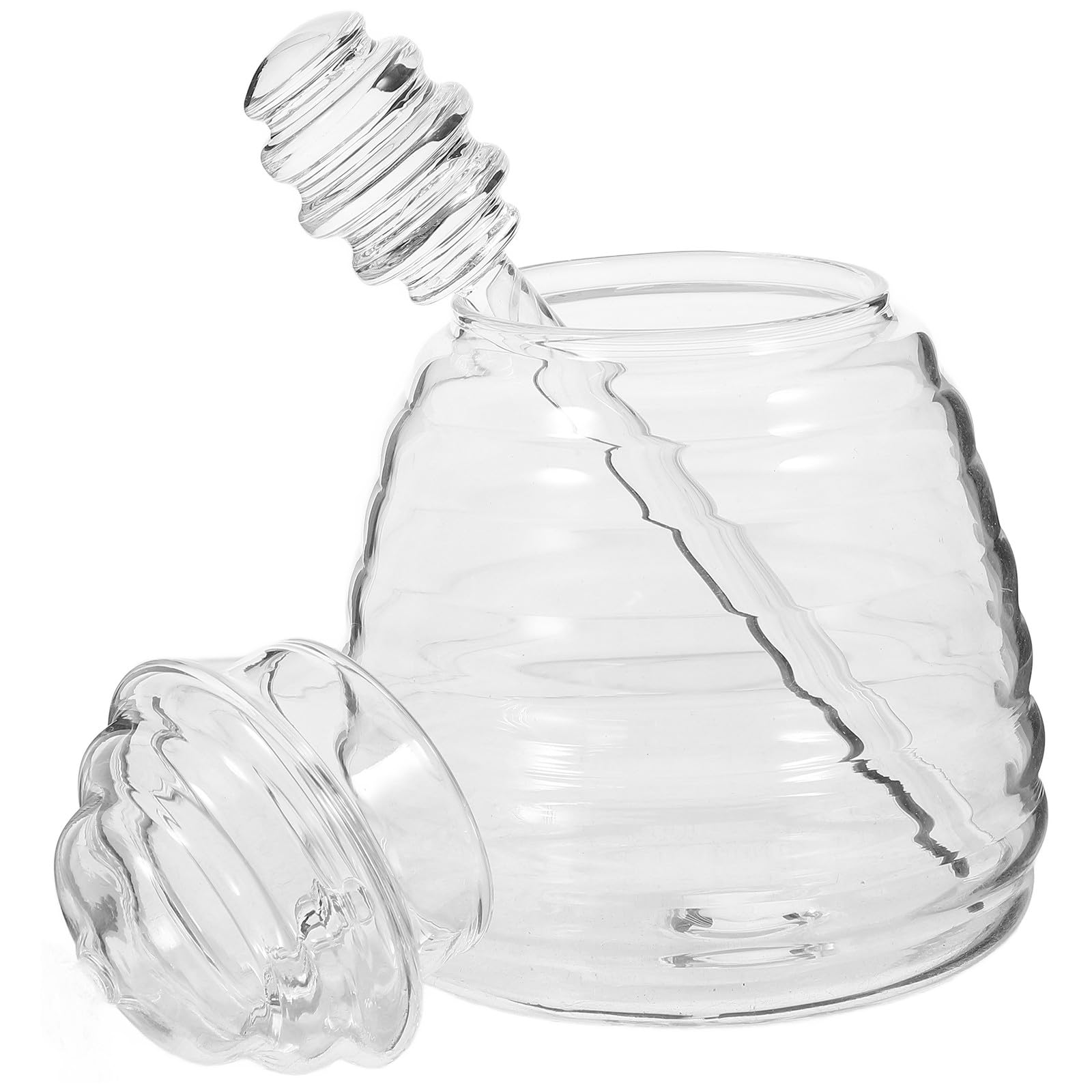 Tarro de Vidrio para Miel Tapa Hermética y Varita Integrada, Dosificador Práctico para Cocina en Casa y Almacenamiento de Té