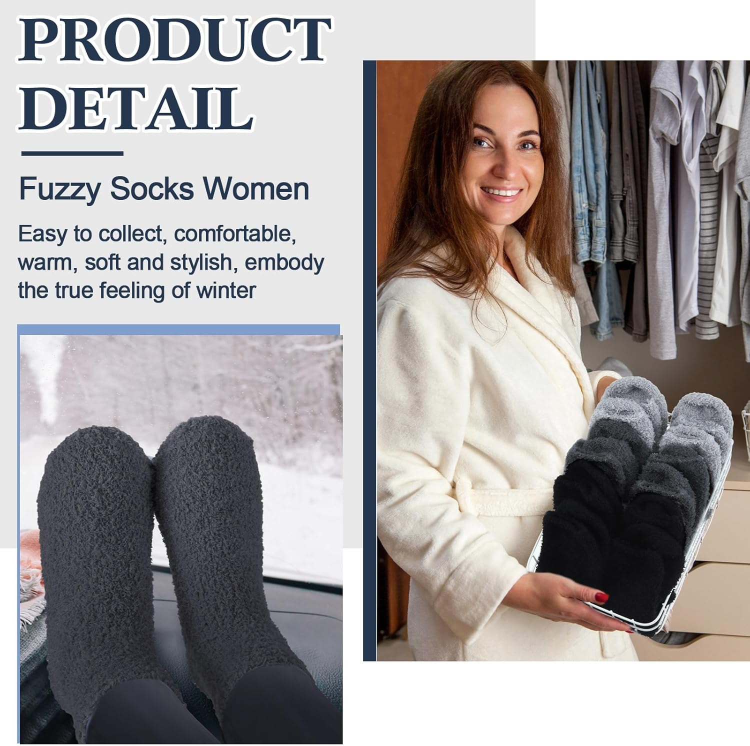 Cuffbow 100 Pairs Bulk Fuzzy Socks for Men Women Cozy Slipper Fluffy Socks Bulk Warm Gifts for Homeless - Image 4