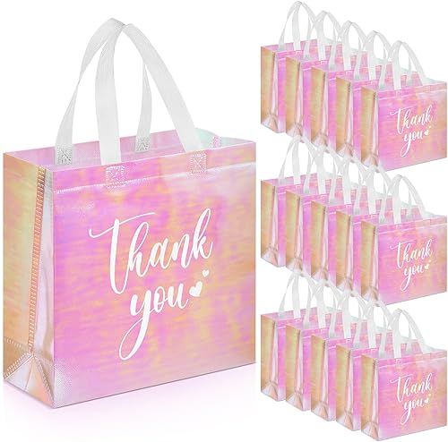 Miniatura 29 de Sweetude 30 Piezas Bolsas de Regalo de Agradecimiento con Asas a Granel Bolsa de Dulces Reutilizable No Tejida Plegable Bolso de Mano para Regalos