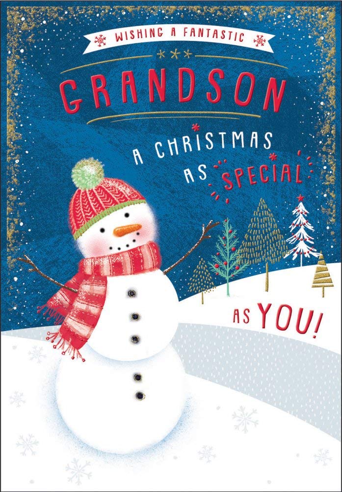 Piccadilly Greetings Character Christmas Card Grandson - 9 x 6 inches
