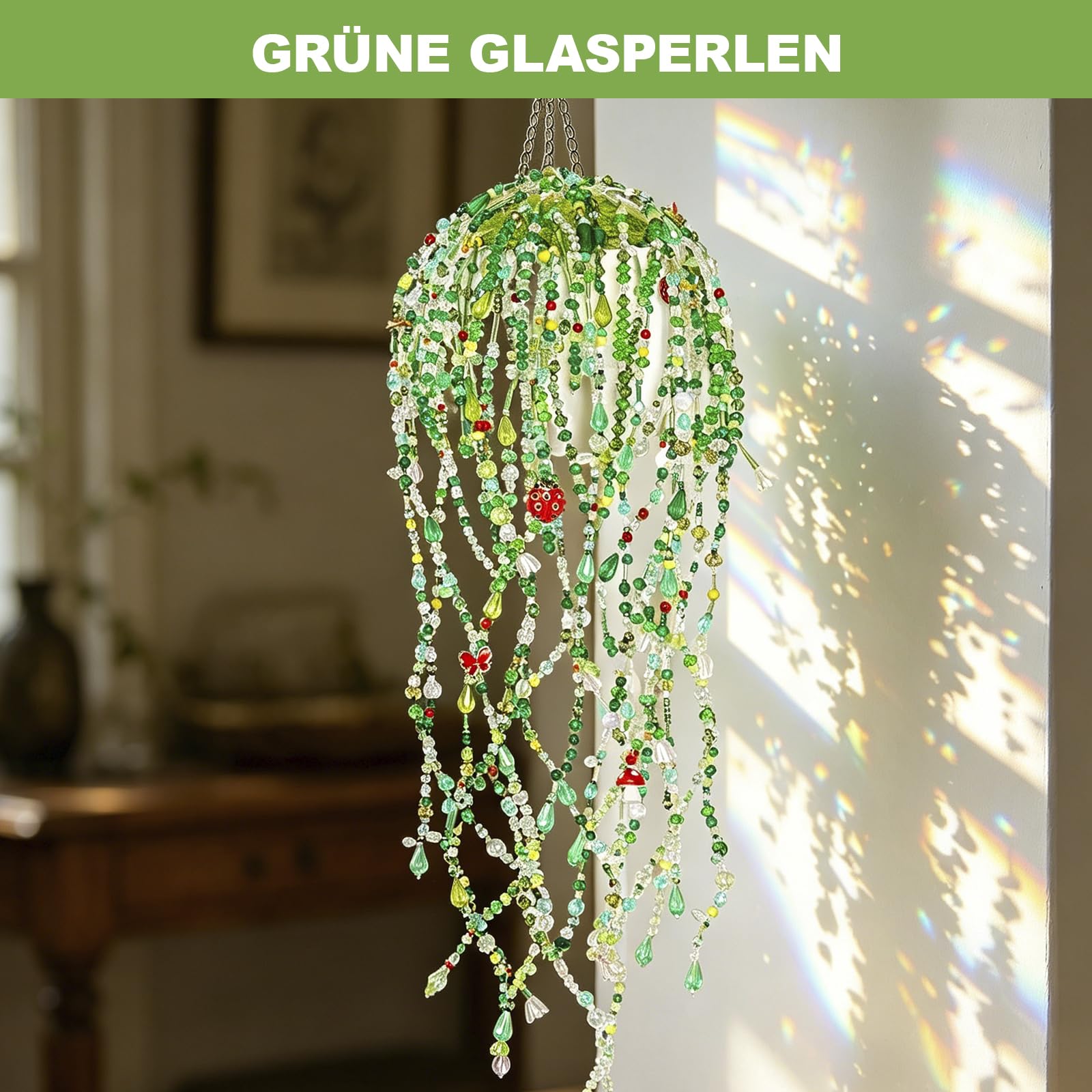 Set di 5540 perline di vetro verdi, set fai da te per piante grasse artificiali e decorazioni floreali, filo per fiori, muschio, tulipani e coccinelle, per la creazione di gioielli (bracciali, collane