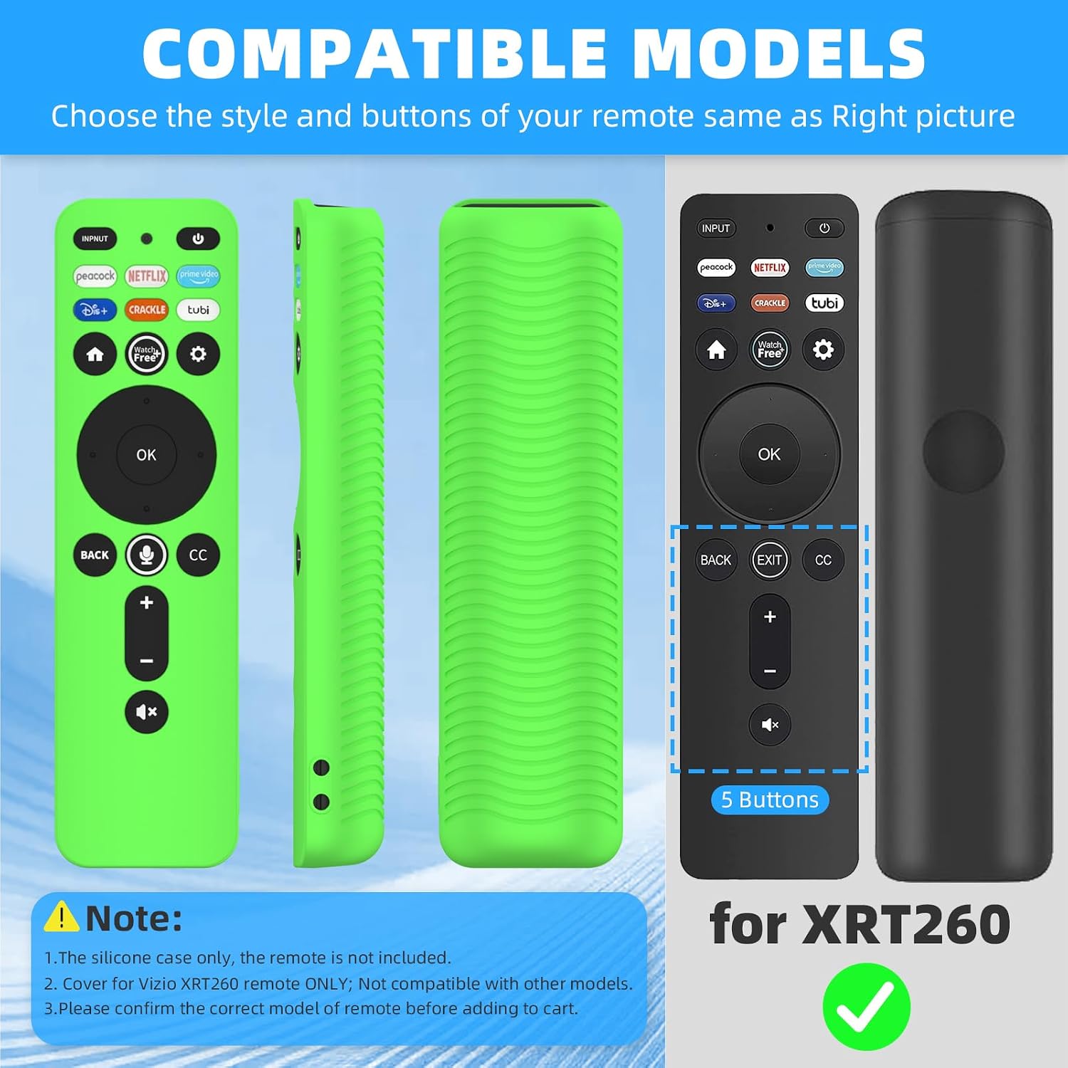 [3-Pack] Silicone Cover for VIZIO XRT260, Anti Slip & Shockproof Protective Case for VIZIO XRT260 Smart TV Remote Silicone Skin Sleeve with Lanyard (Glow Blue+Glow Green+Red) image 2
