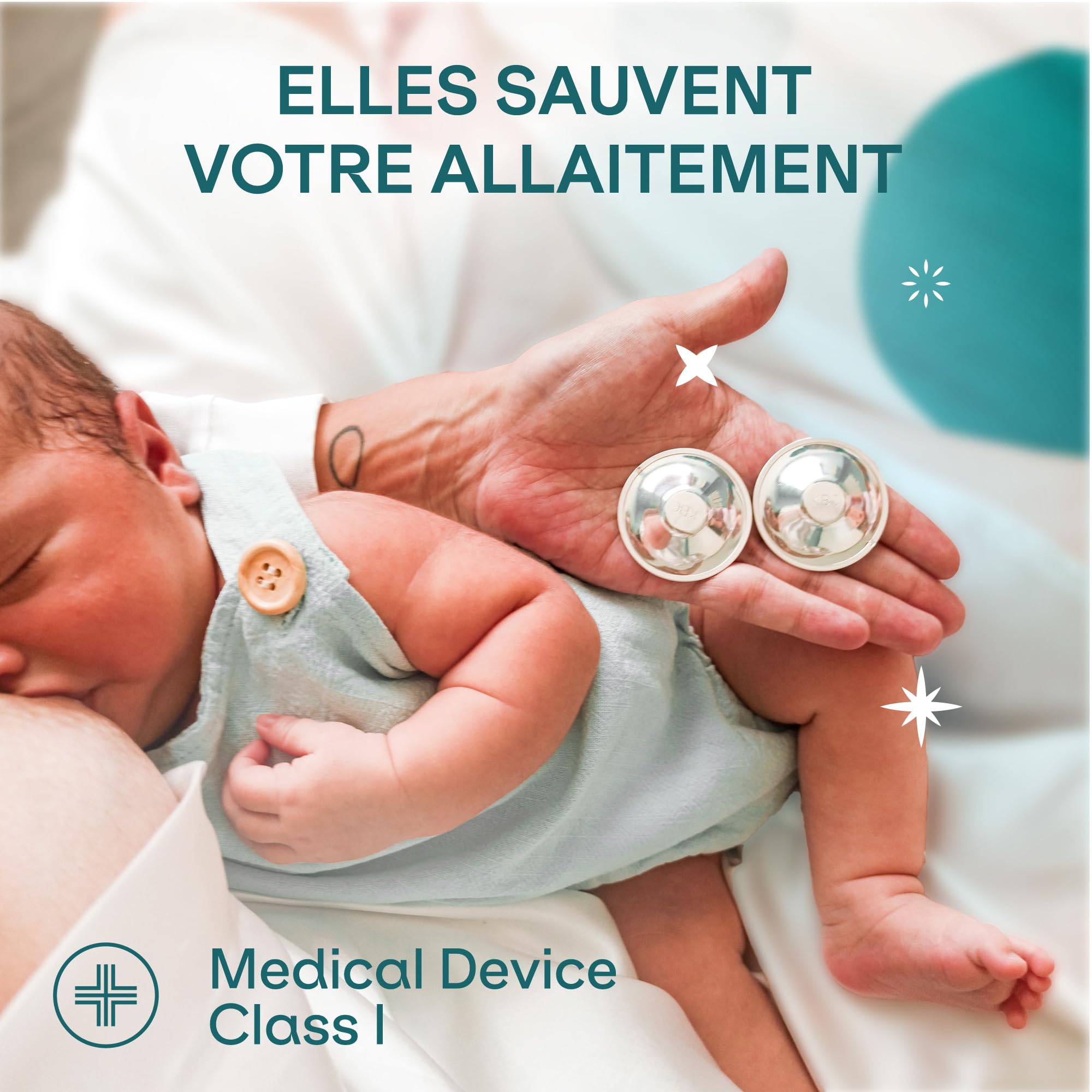 Les coques d’allaitement en Argent Trilaminé sans Nickel pour la Prévention et les Soins des Crevasses du mamelon pendant l’Allaitement - Dispositif Médical Classe 1 Koala Silver Cup