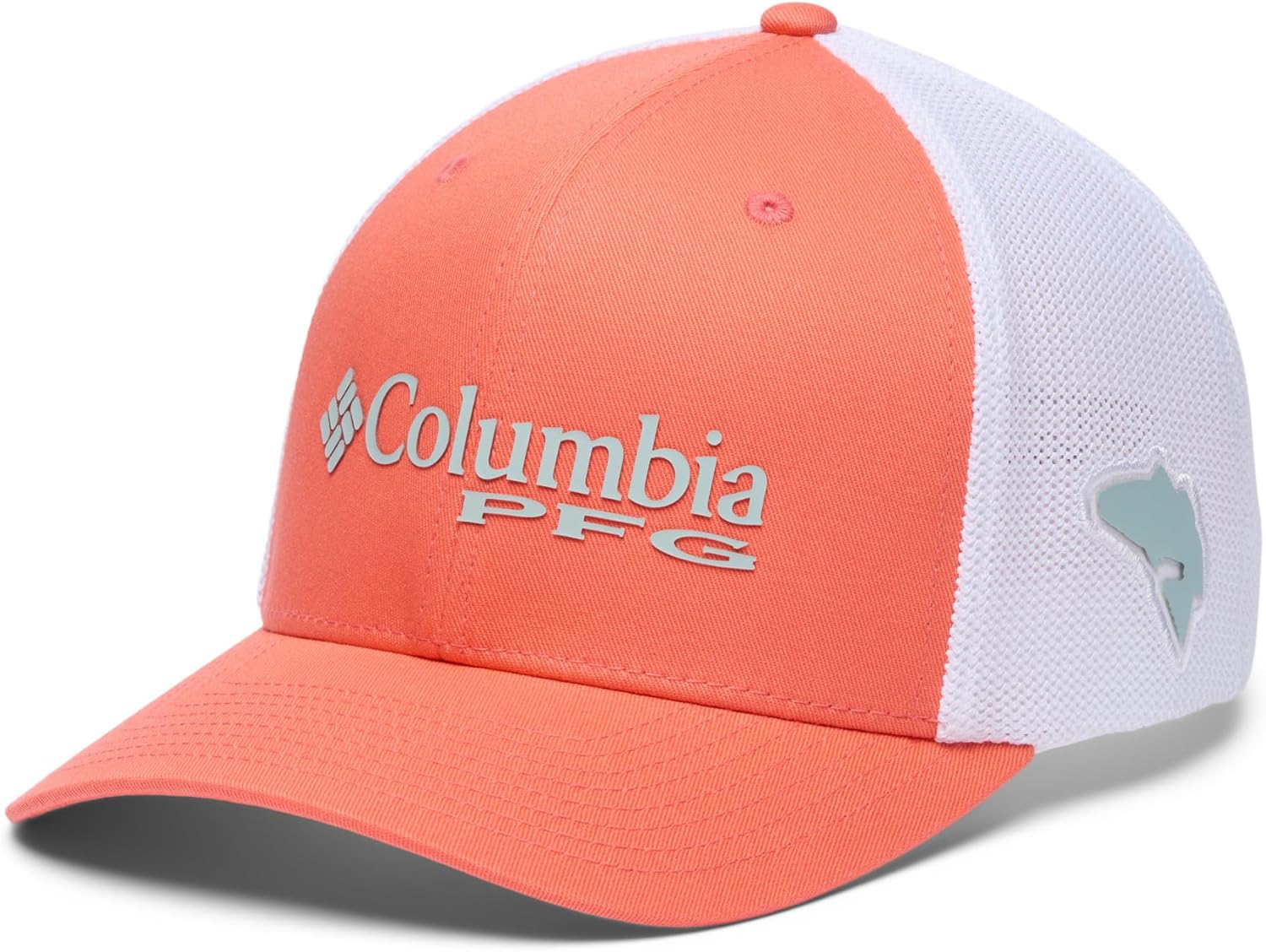 Columbia Unisex PFG Logo Mesh Ball Cap, Melonade/White/Redfish, XX-Large