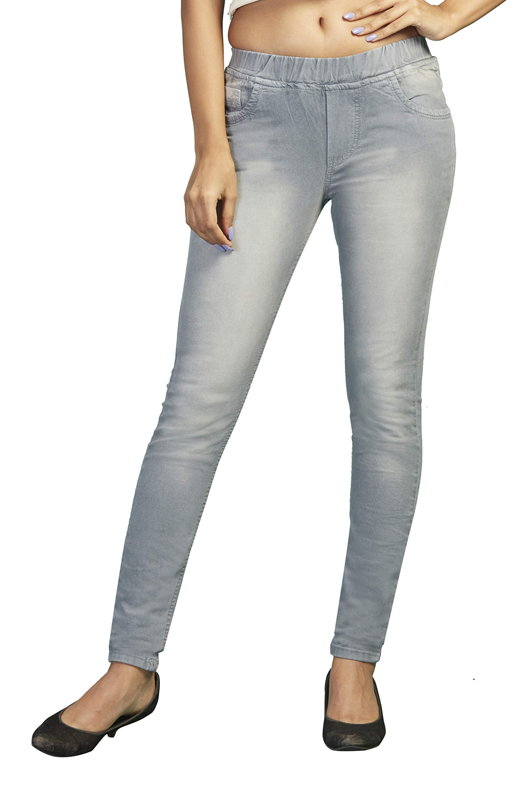 adbucks Women's Silm Fit Dark Wash Denim Slim Fit Jeggings With Elasticated Waistband-picture-26