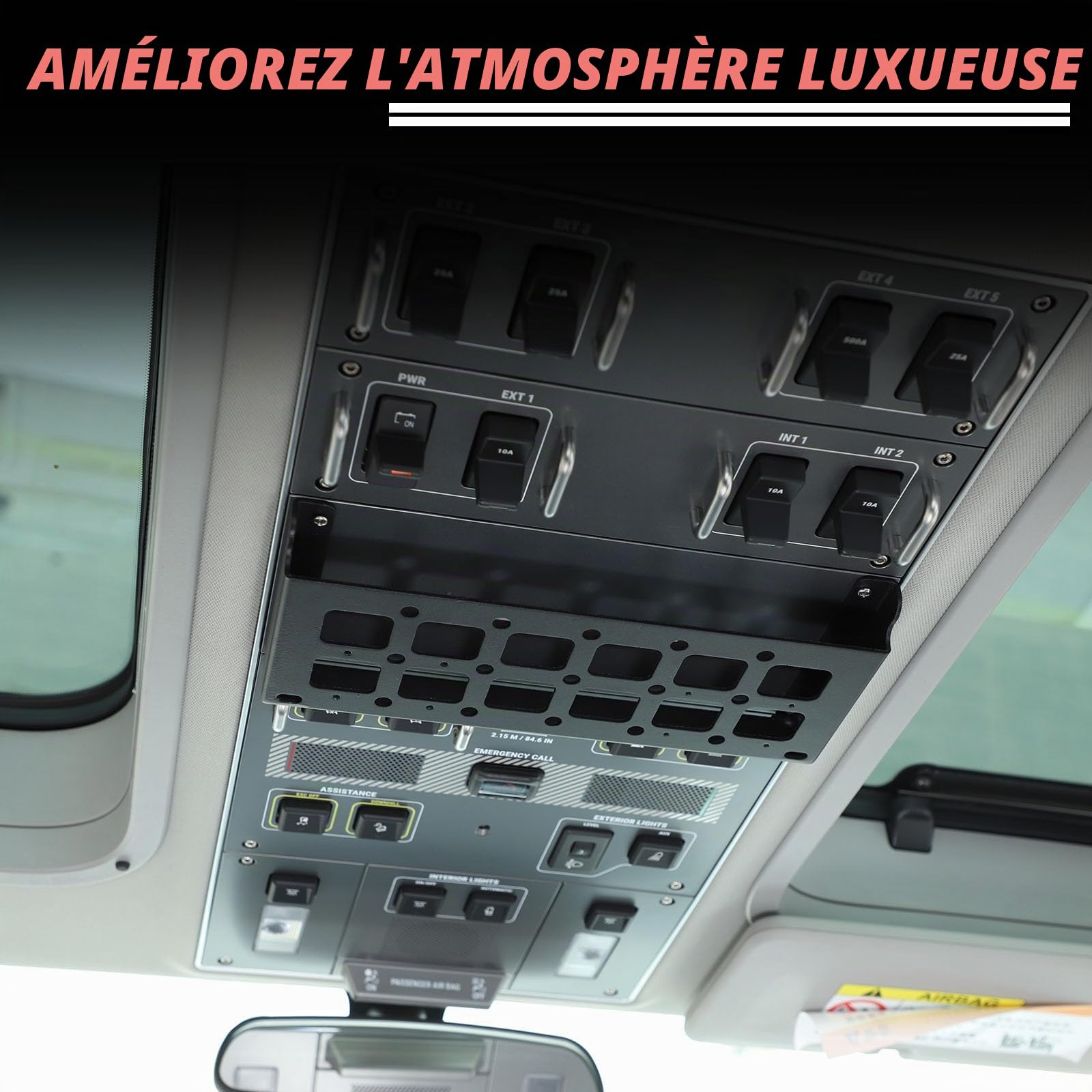 Porte-bagages de toit de voiture compatible avec Ineos Grenadier 2020-2024 - Panneau de commande de toit intérieur - Panier de rangement - Accessoires de voiture