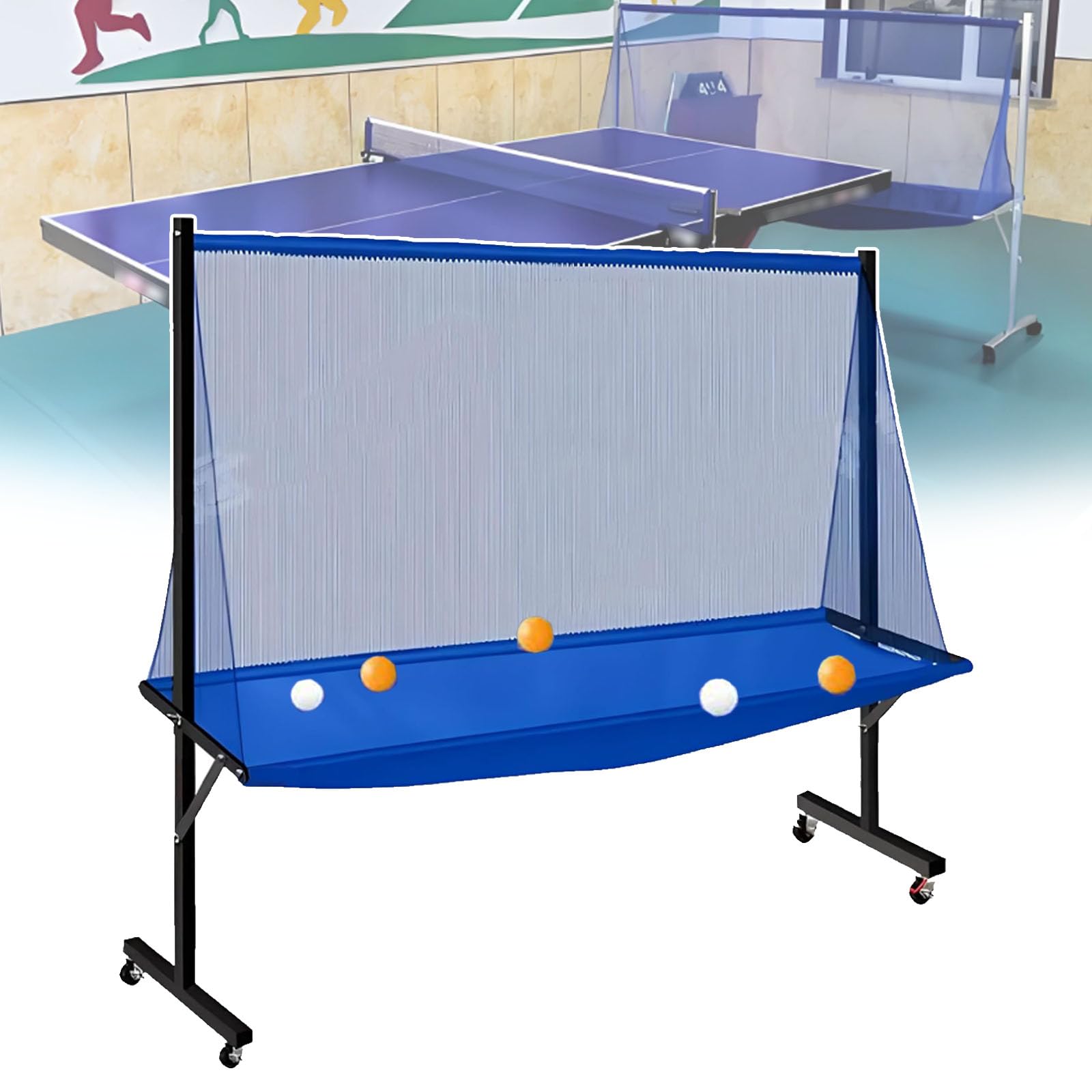 Generisch Tischtennis-Fangnetz, Mit 4 Universalrädern + Auslaufsicherer Ballöffnung, Verbreiterten Seitenflügeln, Für Jeden Tisch Von 72 Bis 82 Zoll, Für Mehrballübungen