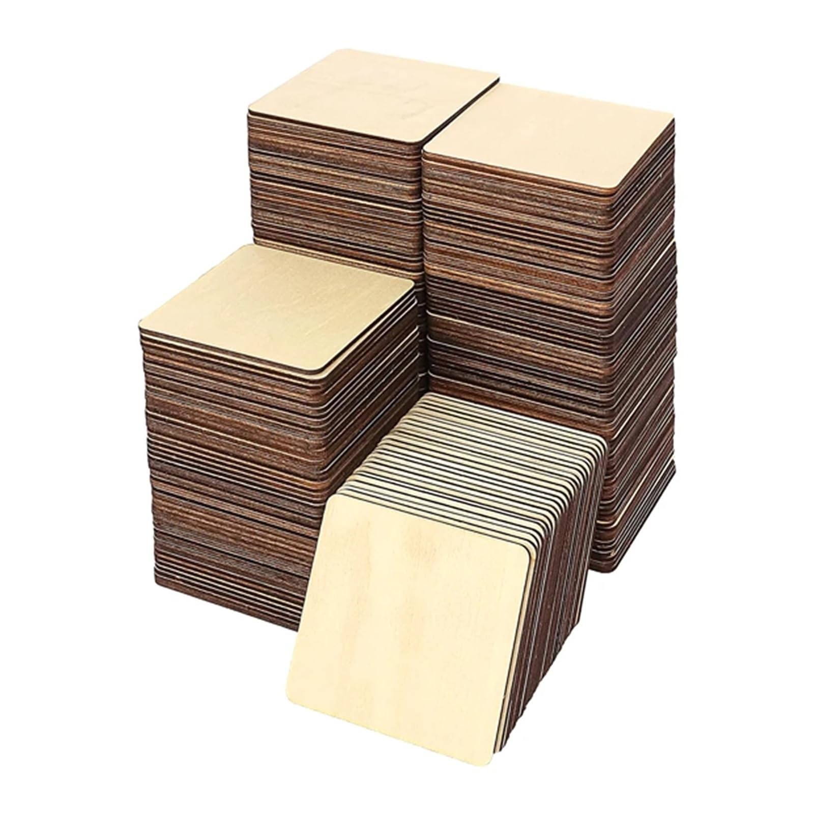 Plastry z naturalnego drewna, Niedokończone drewniane kwadraty 4-6 cm opakowanie 100 sztuk do samodzielnego grawerowania(100pcs 6cm)