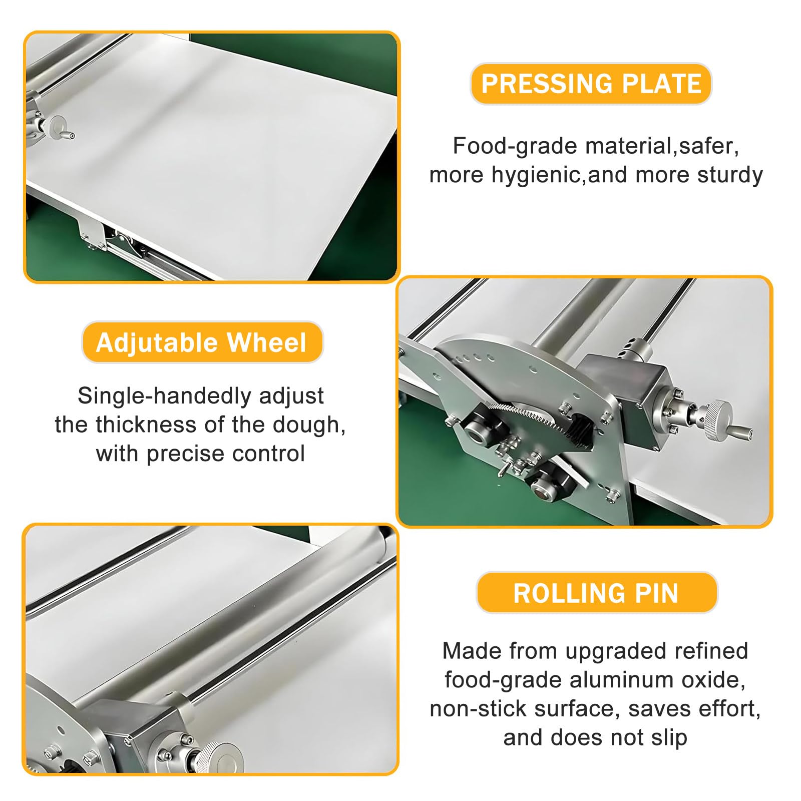 Máquina laminadora eléctrica de Acero Inoxidable para Croissants, Pasteles, Pizza y hojaldre - Laminadora Profesional de sobremesa, Equipo de panadería de 220 V