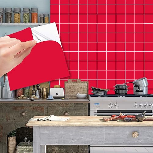 Adhesivos para azulejos, 50 unidades, autoadhesivas, de 6 x 6 pulgadas, impermeables, a prueba de aceite, extraíbles para decoración del hogar de