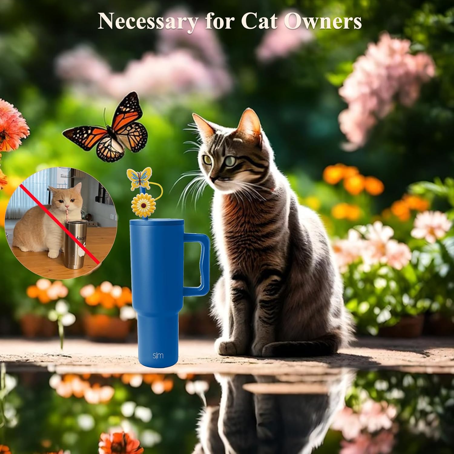 8mm Butterfly Straw Cover - Cute Flower Design Straw Toppers for Simple Modern and Hydro Flask Tumblers Accessories - Image 8