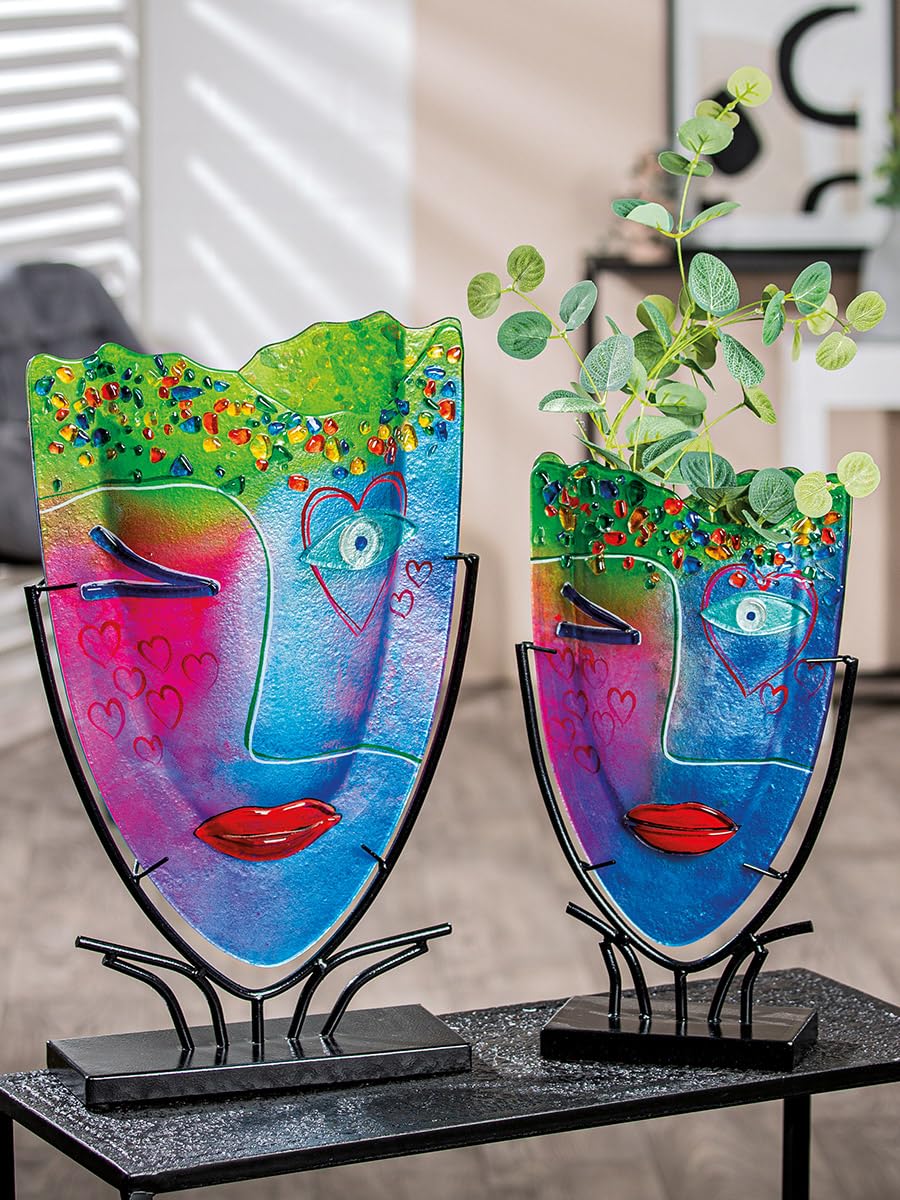 Vaas op standaard - Doré - Zwart/Rood - Glaskunst - Gilde Handwerk