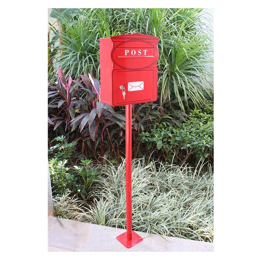 Casella Postale, Bloccabile Cassetta della Posta Grande capacità Americano Eleganza Letterbox con 2 Chiavi letterbox (Colore : Rosso, Dimensione : B-31.9×15×139.5cm)