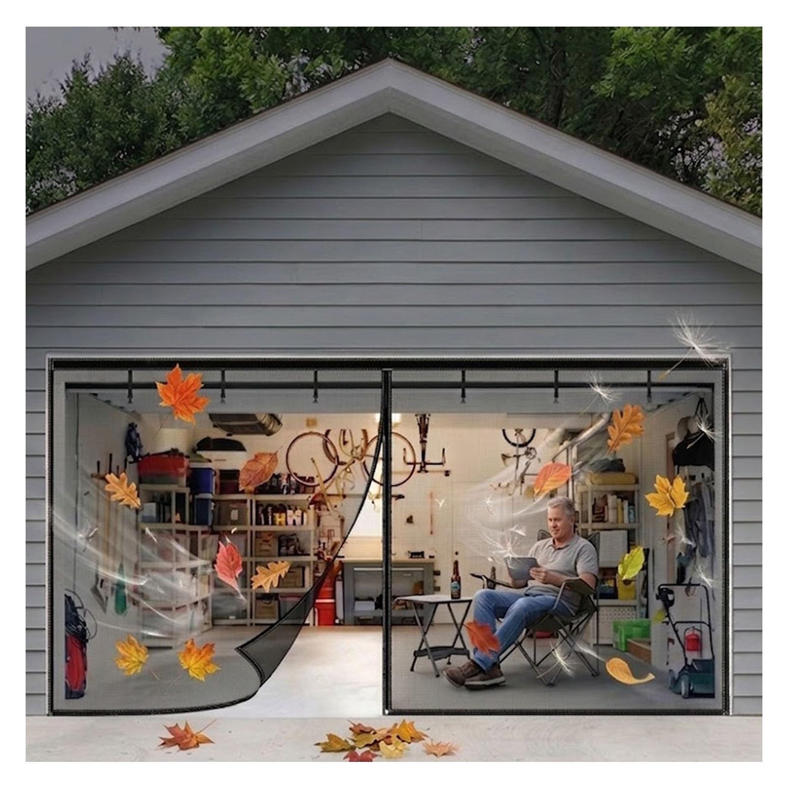 Moustiquaire de garage magnétique 274x213cm en fibre de verre premium