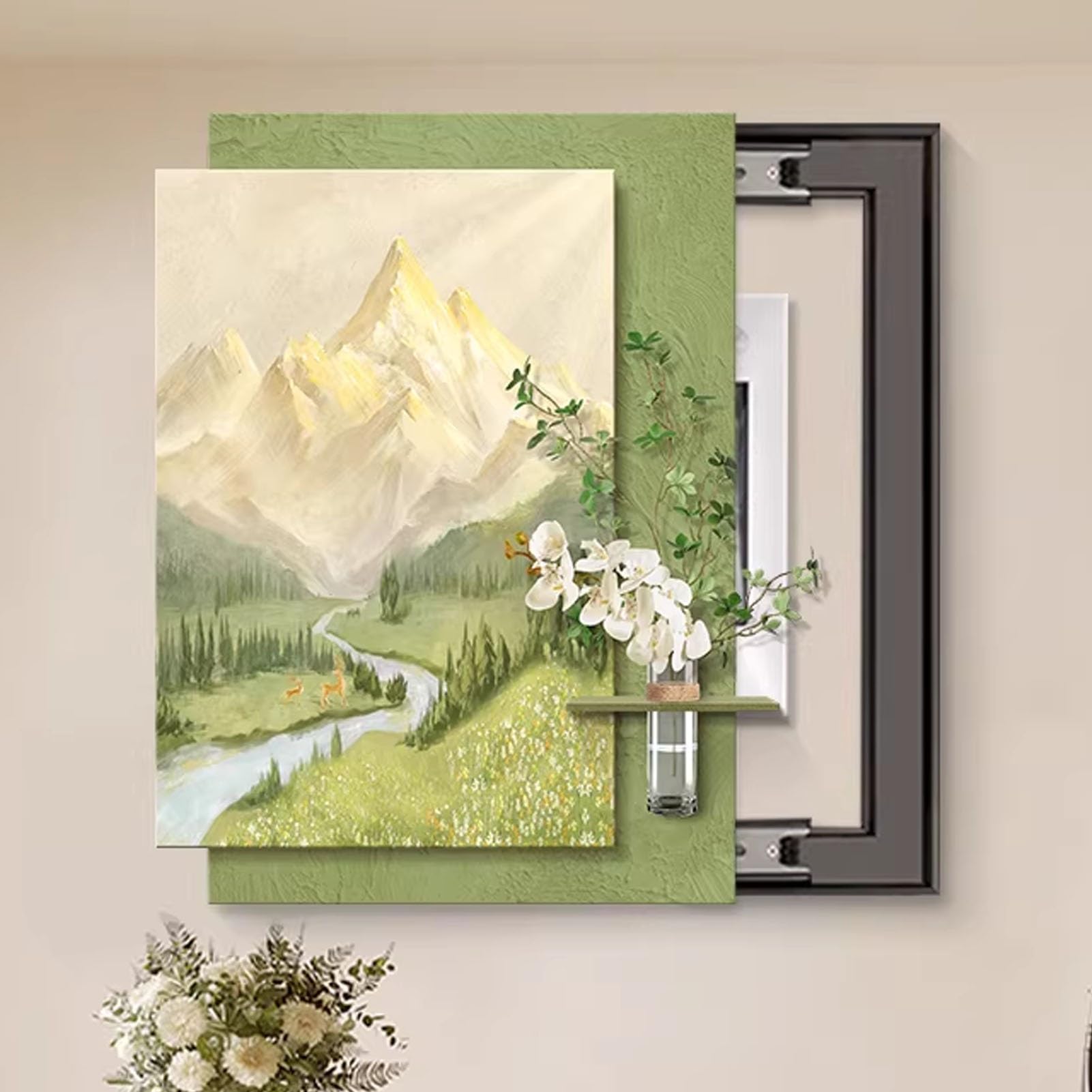 Cache-plaques de disjoncteurs floral 55x75cm avec système d'accès rapide intégré - 8