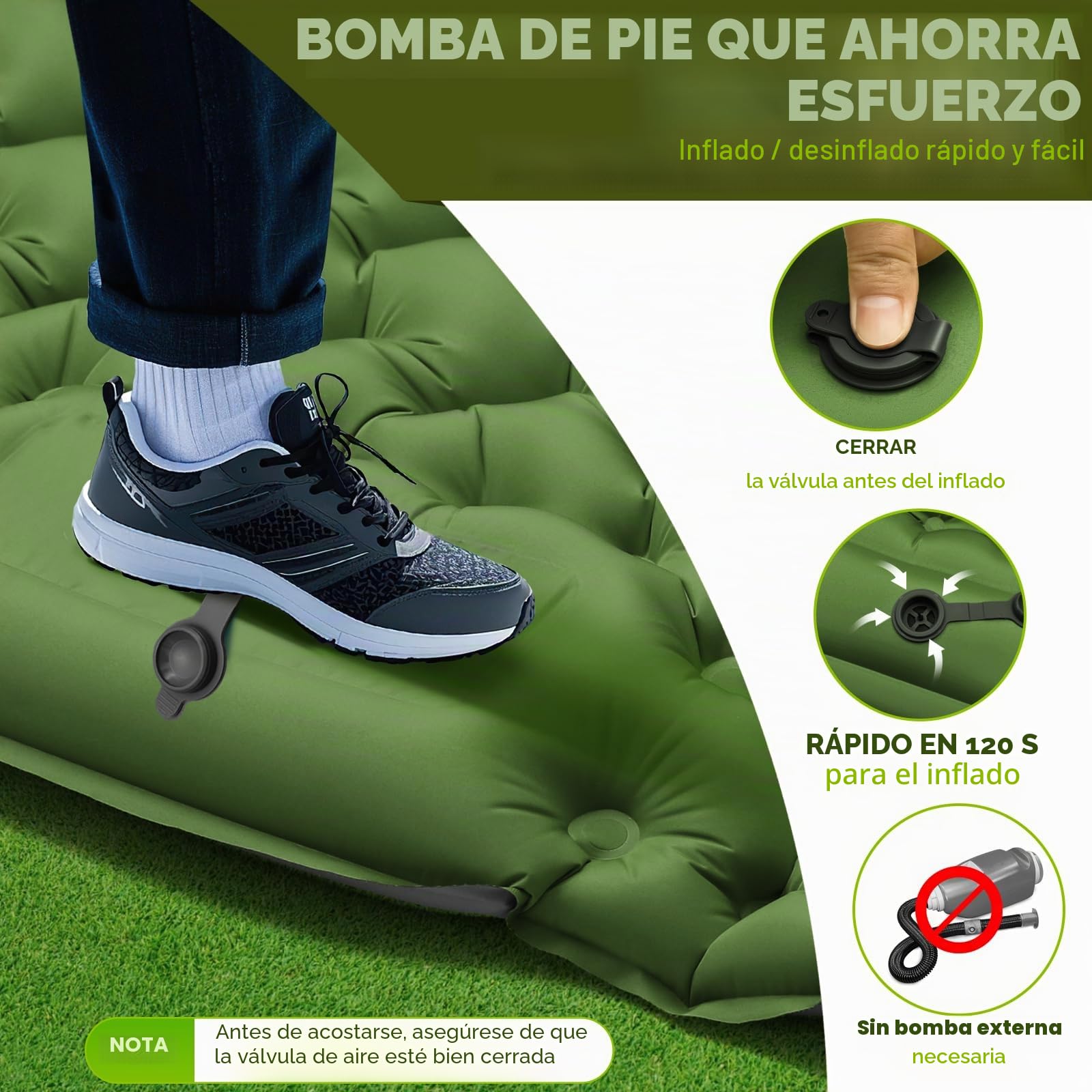 Colchoneta isotérmica para Camping para 2 Personas, 200 x 130 cm, colchón Hinchable de Aire Doble, Ultraligero, Resistente al Agua, para Exteriores, Senderismo, Tienda de campaña, Playa