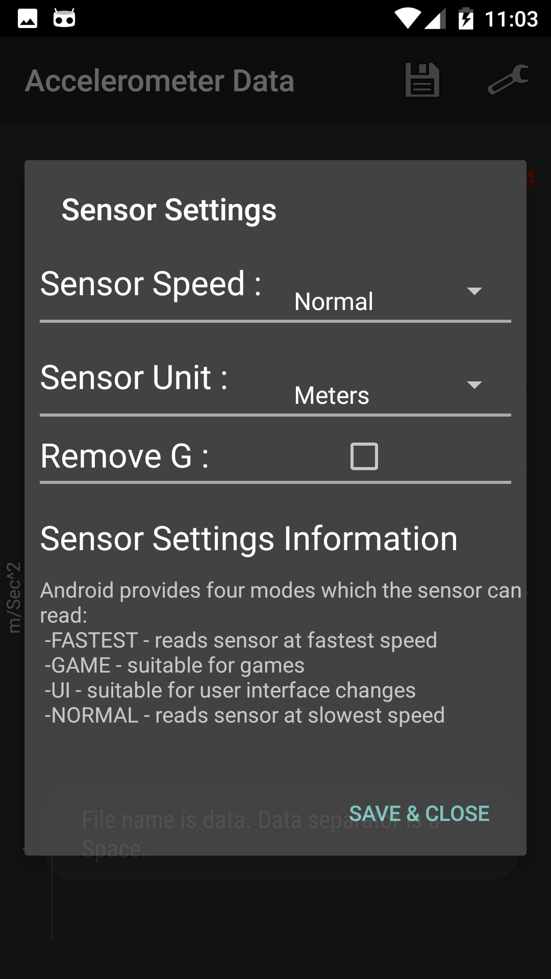 Accelerometer Data - App on Amazon Appstore