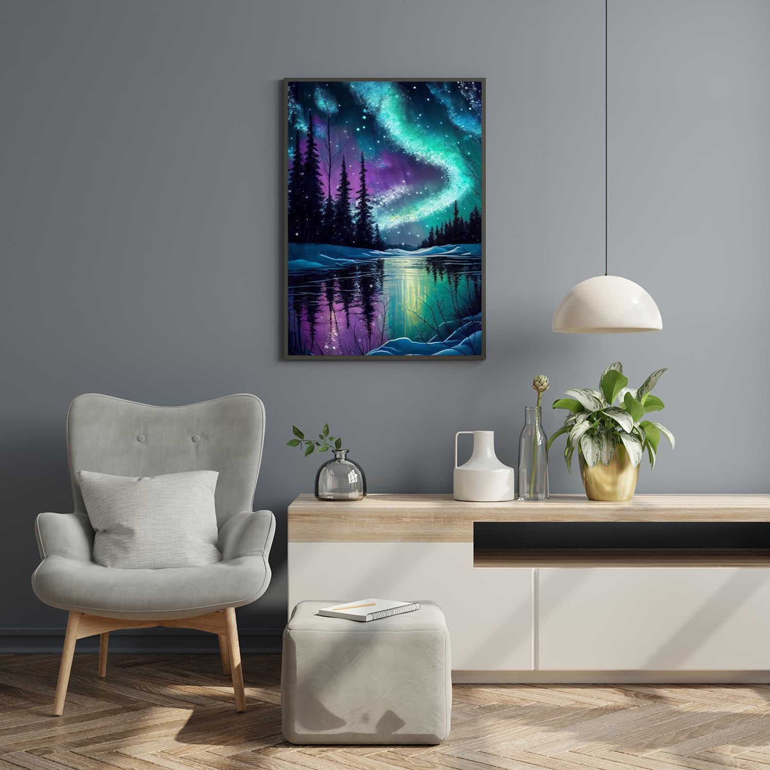 Schilderen op nummer voor volwassenen-Aurora volwassen verf op nummer canvas kits zonder frame, doe-het-zelf handgeschilderd olieverfschilderij op nummers bergkit canvas, voor thuis muurdecoratie