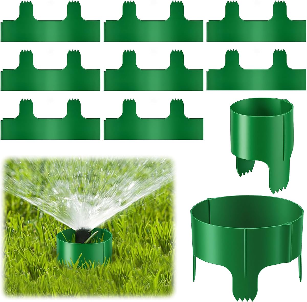 8PCS Connectable Sprinkler Head Protector Rings for Lawn & Landscape Lights | Plastic Lawn Light Guards Help Reduce Damage from Mowers and Trimmers Around Sprinklers, Path Lights