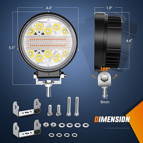 Miniatura 2 de Nilight 2 barras de luz LED de 4.5 pulgadas y 27 W, estroboscópica ámbar y blanco, 6 modos de memoria, todoterreno, camión, ATV, SUV, cabina, barco