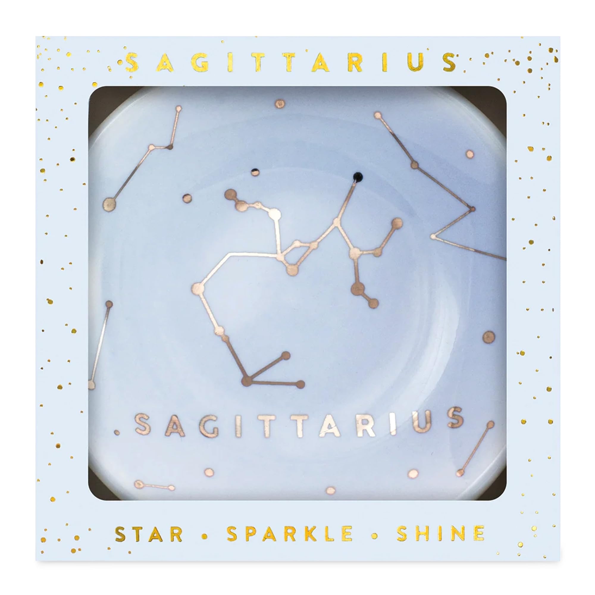 Lucky Feather Zodiac Ring Dishes for Women | Sagittarius 14K Gold-Plated Astrology Trinket Dish for Girls | Horoscope Sign Zodiac Gift | Great Christmas Stocking Stuffer | Trendy Birthday Jewelry Gift