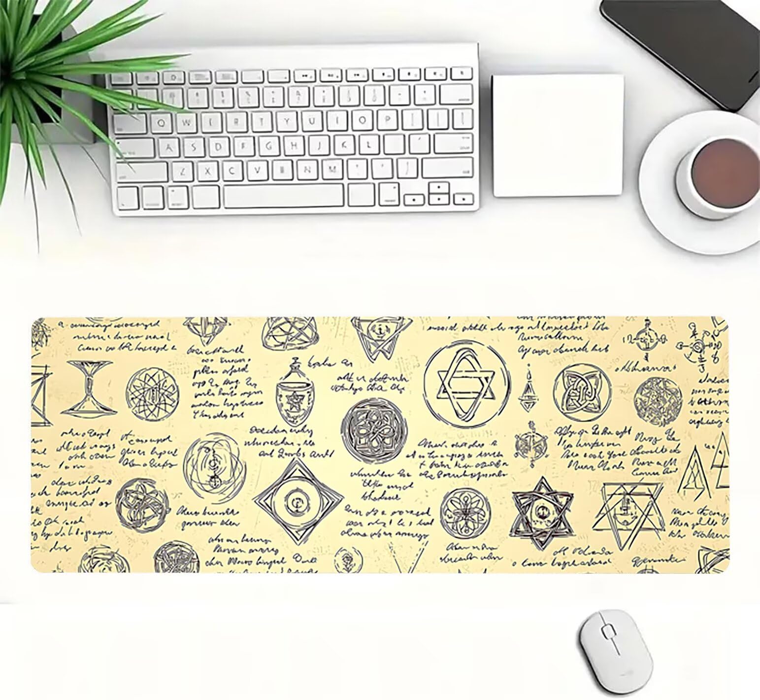 Gamingowa podkładka pod mysz XXL, 1600 x 800 x 3 mm, retro, antypoślizgowa, XXL, beżowa, duża, podkładka na biurko, nadaje się do prania, antypoślizgowa gumowa podstawa, podkładka pod mysz i