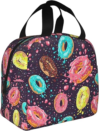 VOOHDDY Donut Splash - Bolsa de almuerzo con aislamiento de alimentos para hombres y mujeres, reutilizable, impermeable, portátil, enfriador, bolsa
