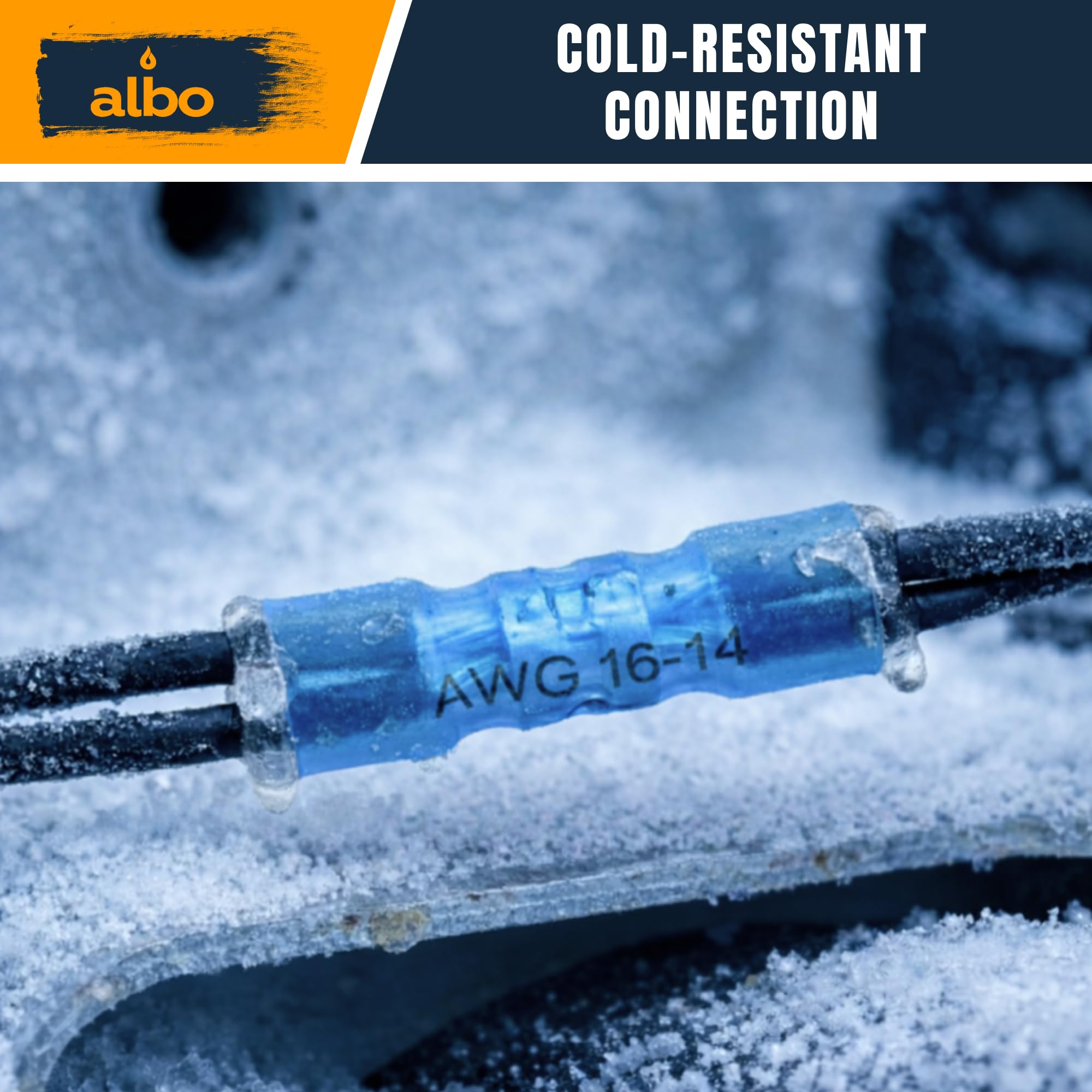 ALBO 1000 conectores termorretráctiles de 16 a 14 AWG, cobre estañado de 0,8 mm, conectores de alambre de crimpado aislados de grado marino, conectores eléctricos impermeables, empalme a tope para