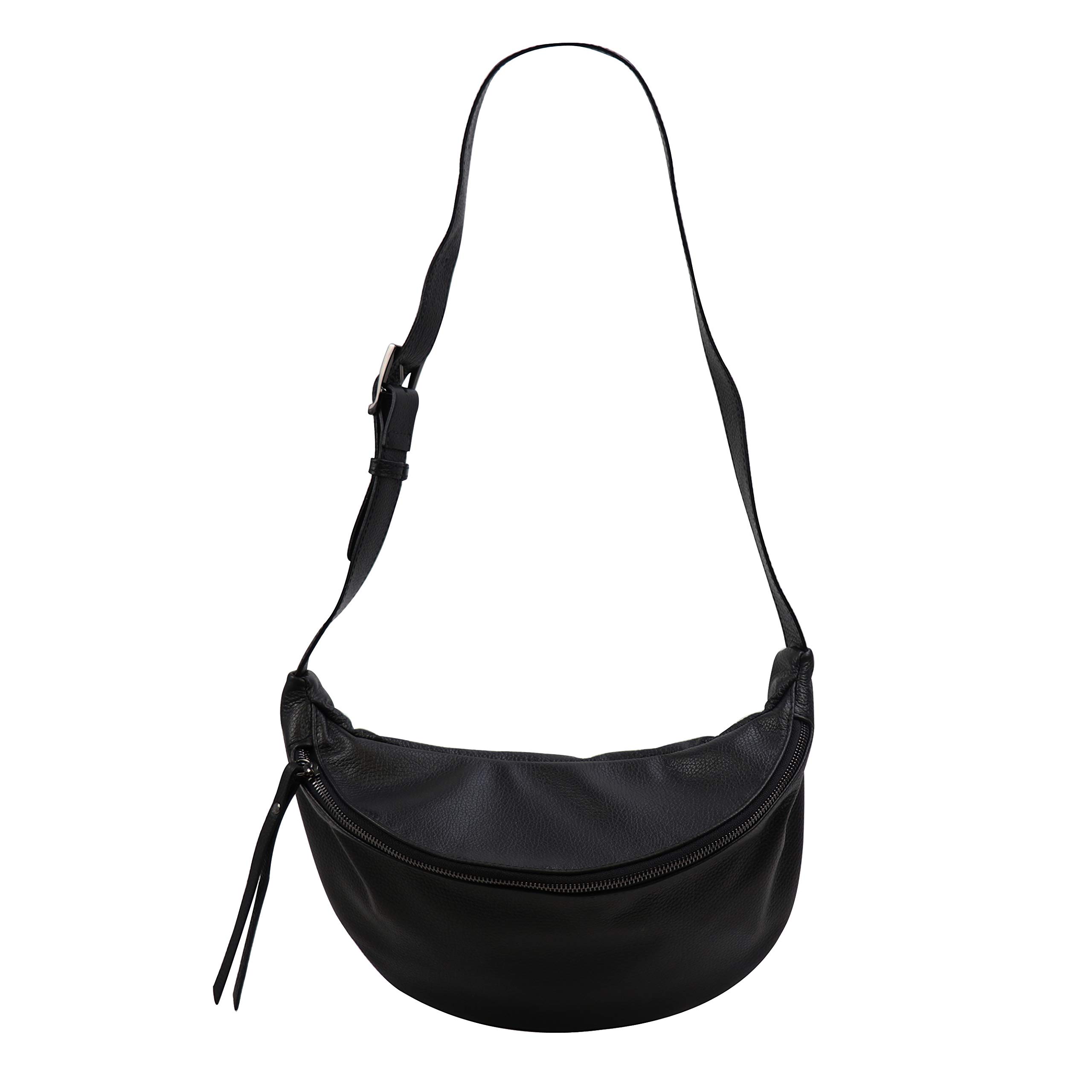 SH Leder echt Leder Damen Unisex Brusttasche für Festival Reise mittelgross Hüfttasche Crossbody Bag Frauen Ledertasche 37x21cm Fania G697
