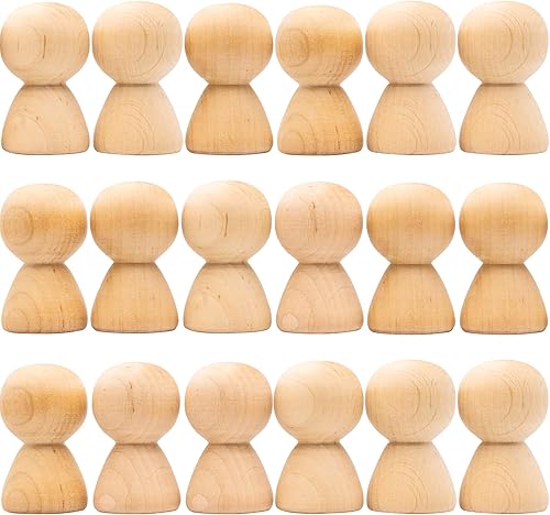 Juego de 18 muñecas sin terminar de 2 pulgadas – personas de madera para manualidades creativas – Figuras de madera sin pintar