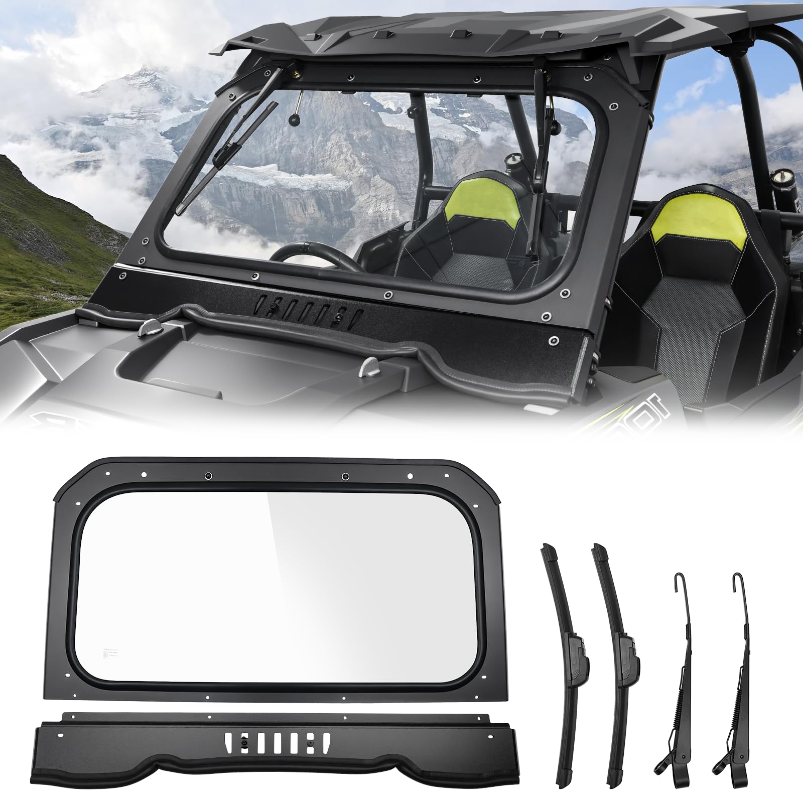 Amazon.com: StarknightMT 14-18 RZR Glass Windshield Vented Anti