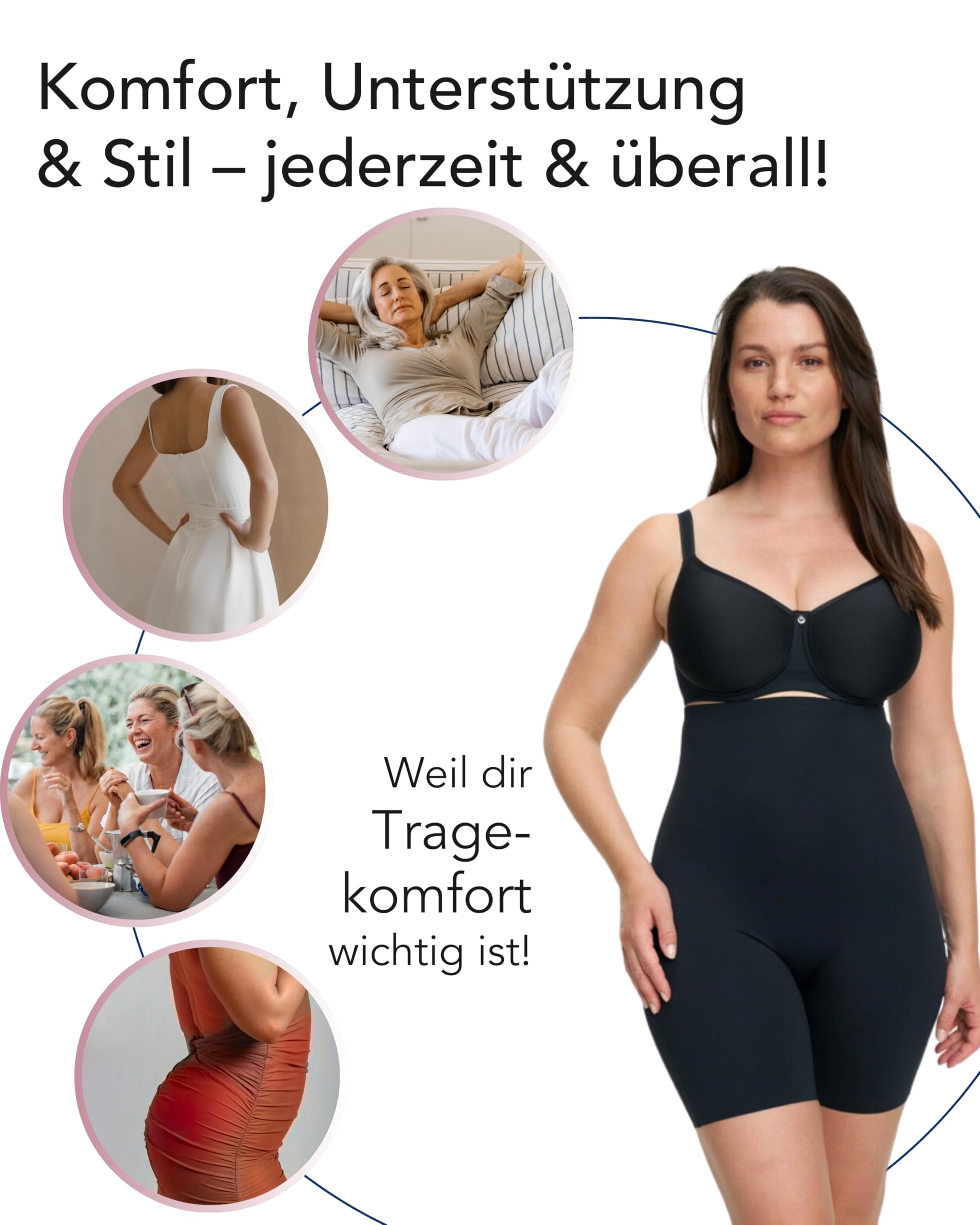 SUSA Shapewear I Gr. 36-48 I Miederhose 5572 I Bauchweg Hose Damen I Shaping Shorts mit Clean-Cut Beinabschluss & hohem Bein I Shape Wear mit Silikonbeschichtung am Bund I nahtlos & blickdicht