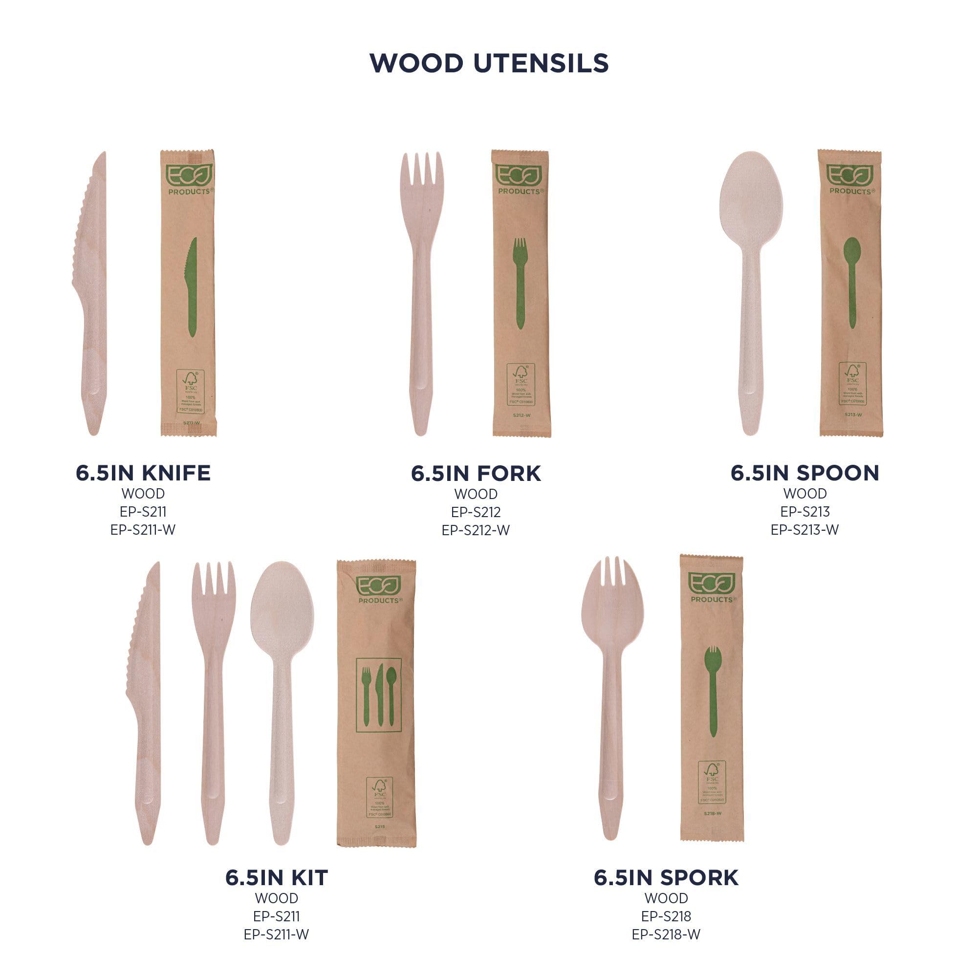 Eco-Products - Forchette in legno rinnovabili e compostabili, 16,5 cm, confezione da 1000, forchette in legno certificata FSC, adatte per cibi caldi e freddi, modellate nel manico per una migliore