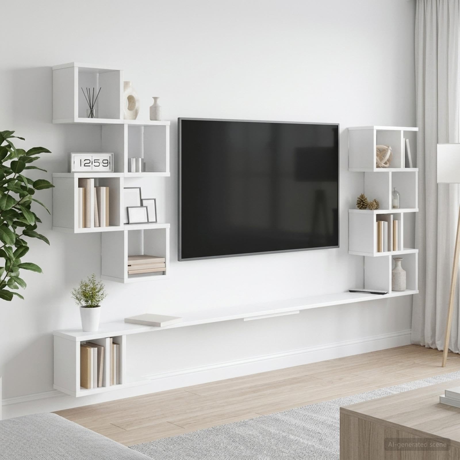vidaXL Mensola per TV da Muro Bianco 200 x 15 x 94 cm, Soggiorno, Mobili Moderni, Mensole a Muro & Consolle, Mensola Flottante, Storage per Organizzazione Casa