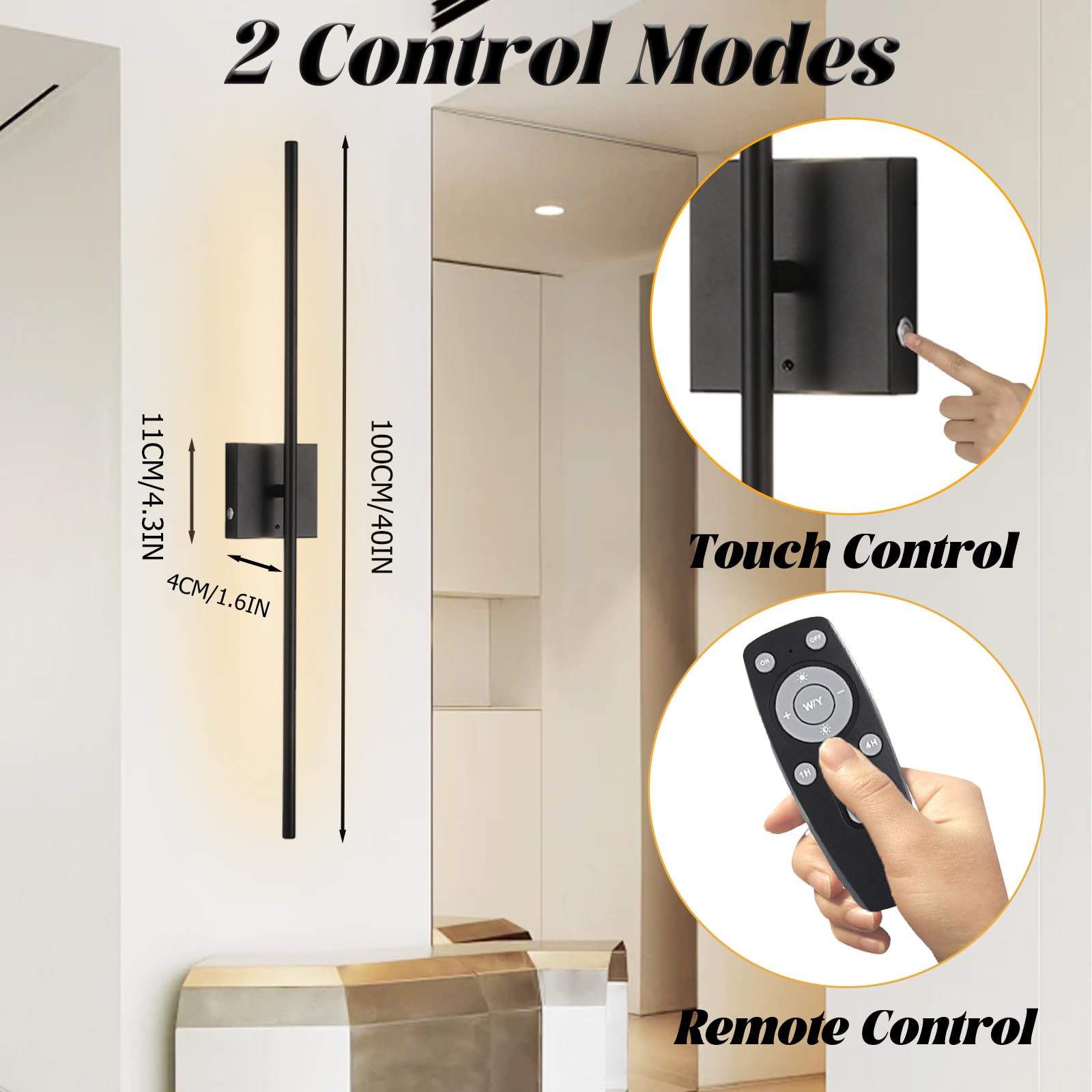 Lampada Da Parete Ricaricabile Con Batteria Da 10000 MAh, Telecomando E Touch, Dimmerabile, 3 Temperature Colore, Paralume In Tessuto