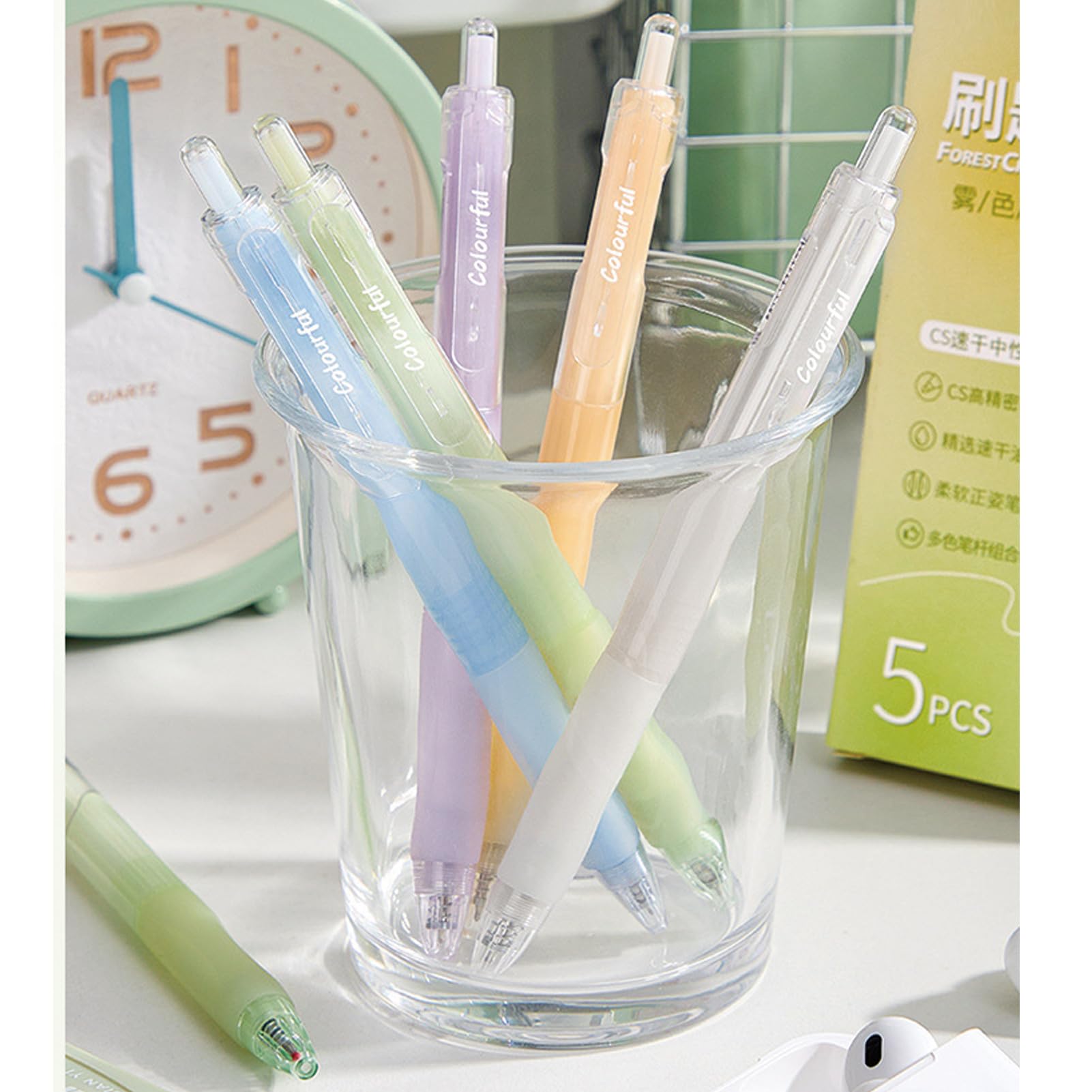 5 Pcs Cute Gel Pens Retractable Pens 0 5mm Black Ink Writing Pen Office School Supplies Aesthetic Pastel — view 5