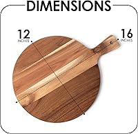 Vista 2 de Tabla de cortar de acacia prémium con asa, tabla de cortar de madera para cocina (12 x 16 pulgadas), tablas de cortar redondas de acacia para carne