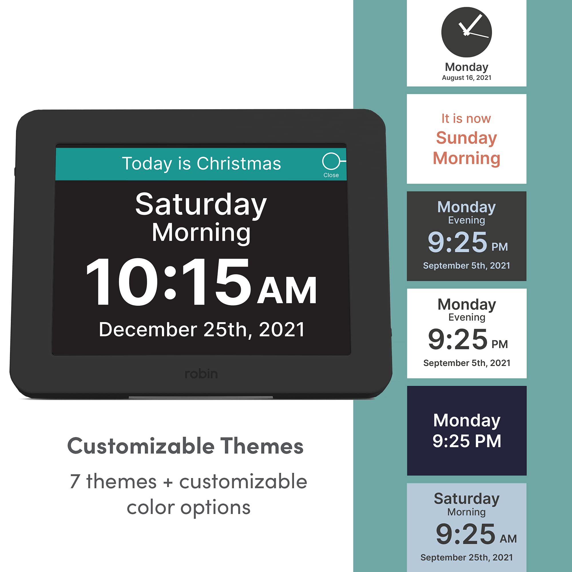 Robin, 2022 Version, Digital Day Clock 2.0 with Custom Alarms and