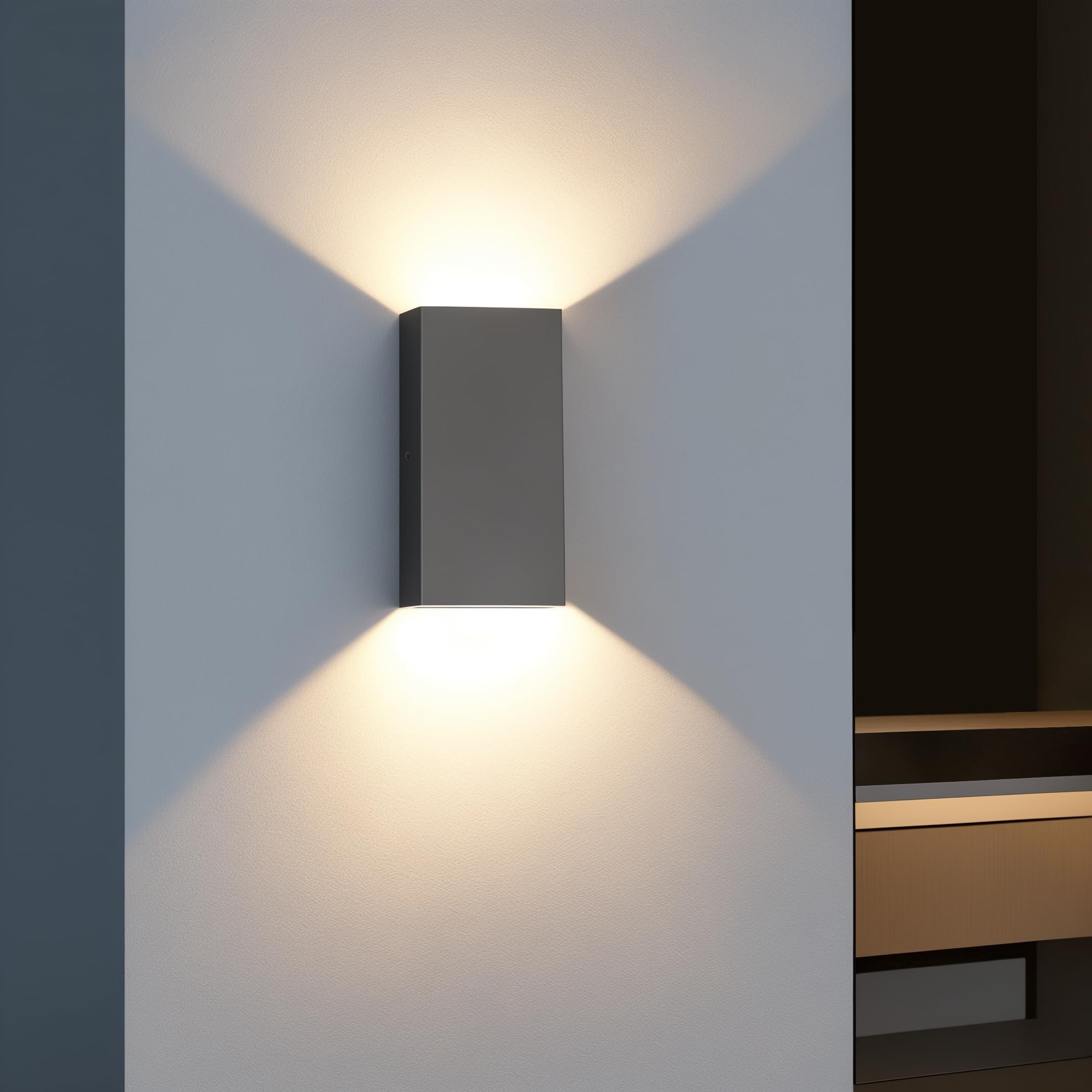 JNR Aussenlampe Wand IP54 Wasserdichte Wandleuchte Aussen, Anthrazit 2 Pack