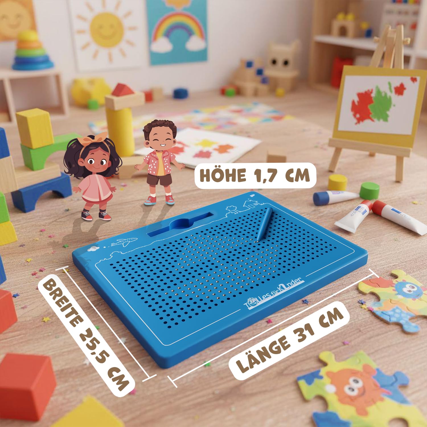 Magnetspiel für Kinder - Zaubertafel mit Kugeln und Stift - Tolle Beschäftigung Kinder ab 3 - Das magische Magnet Spiel für die stressfreie Autofahrt