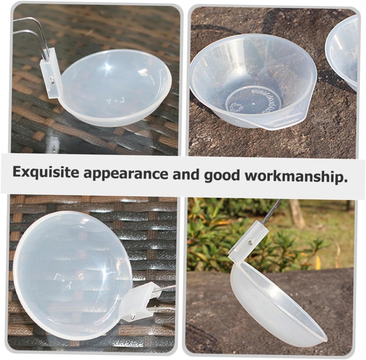 GALPADA Portable Camping Bowls and Soup Spoons Set, Pp Plastic Small Rice Bowls with Serving Spoons, 4pcs Outdoor Camp Utensil Kit for Hiking and Barbecue
