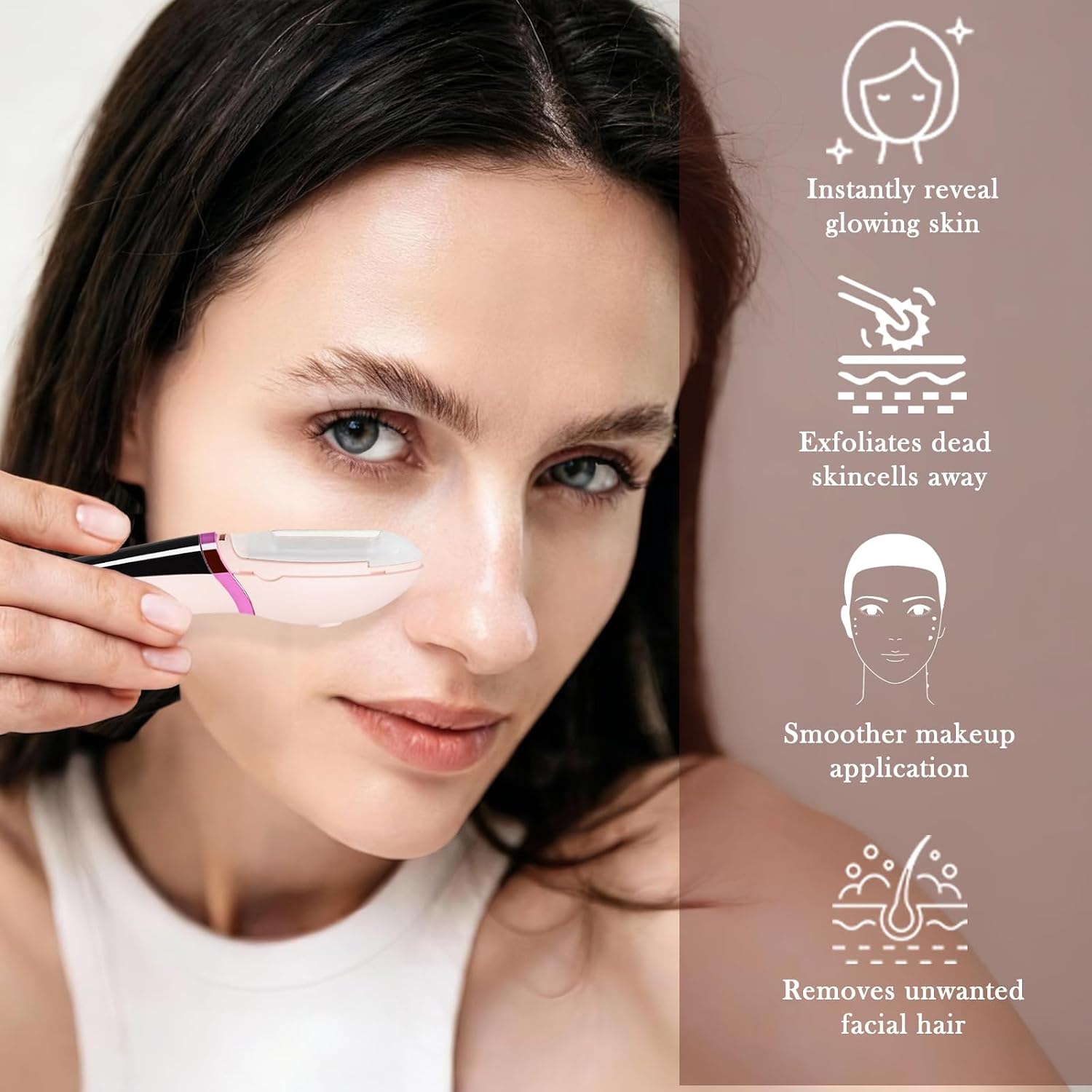Sonic Dermaplane Razor for Women Face, Dermaplaning Tool with LED Light