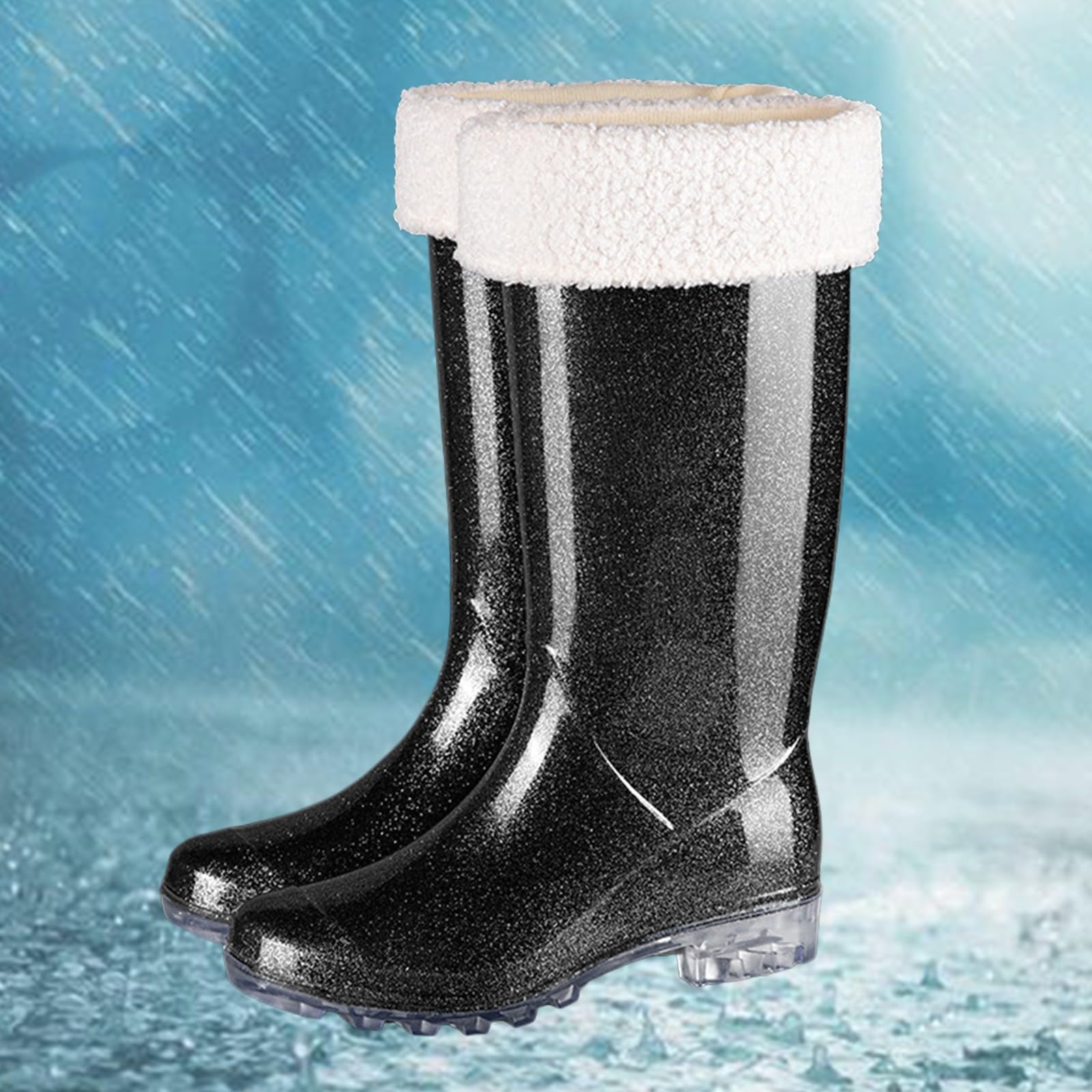 Genérico Botas De Agua Mujer Caña Alta, Zapatos Lluvia Mujer, Suela Gruesa Ligero Impermeables Antideslizante Galochas Casual Monocromo Cómodo Holgados Moda Botas Adecuado Para Clima Frío