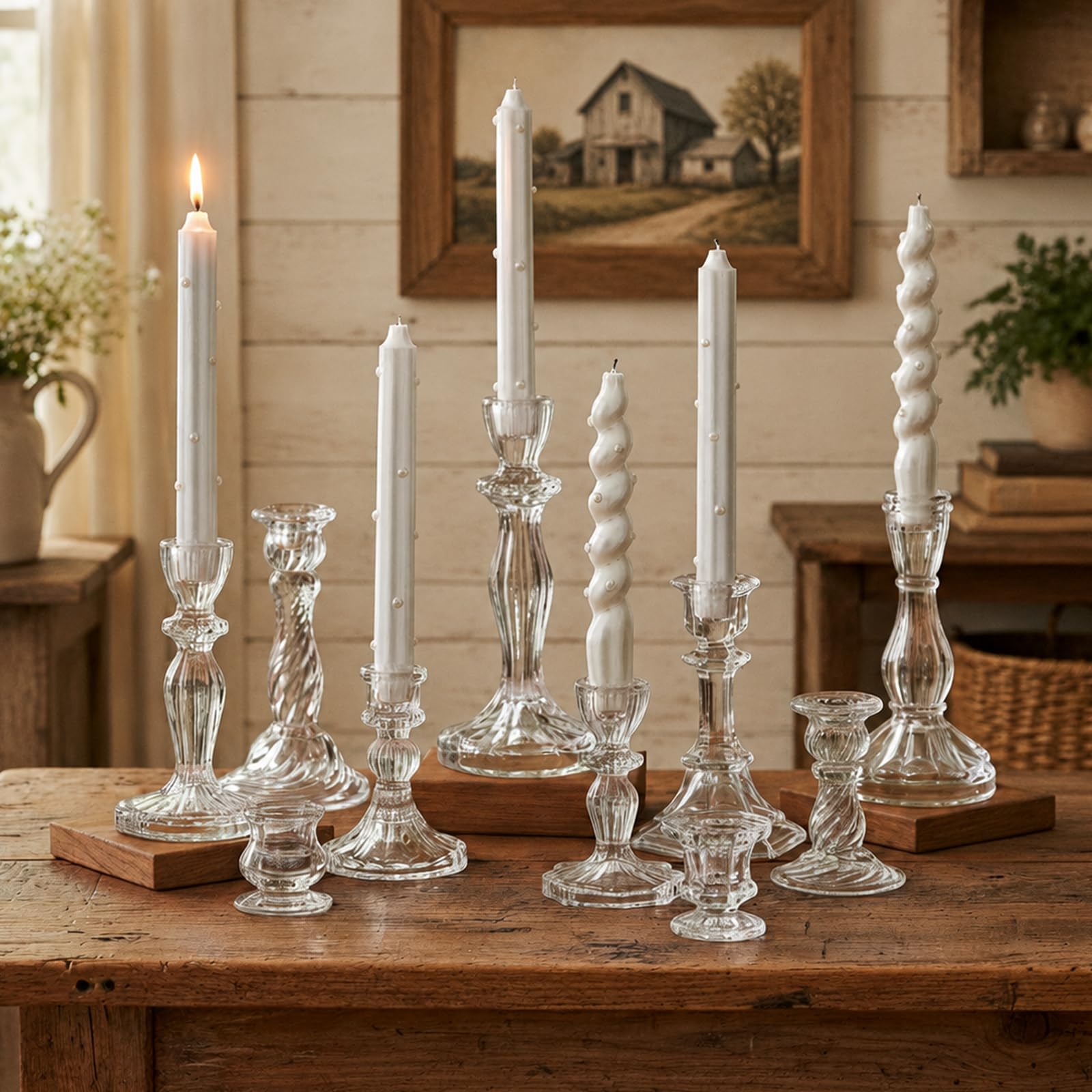 Photo 1 of Hewory Crystal Taper Candle Holders - 10PCS Clear Glass