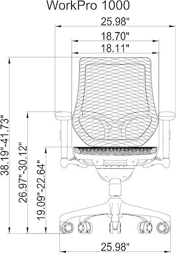 Miniatura 3 de WorkPro 1000 Series silla de malla negra